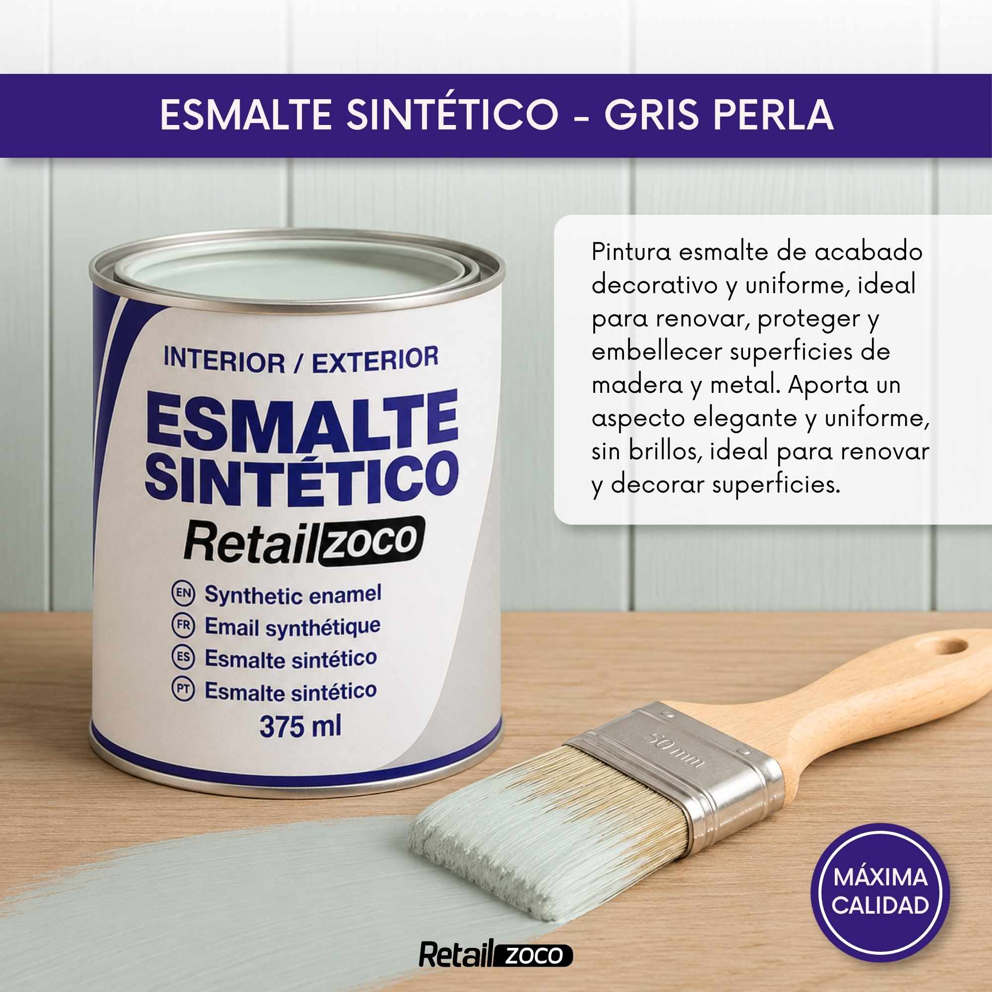 Esmalte sintetico Gris Perla 375 ml - imagen 2
