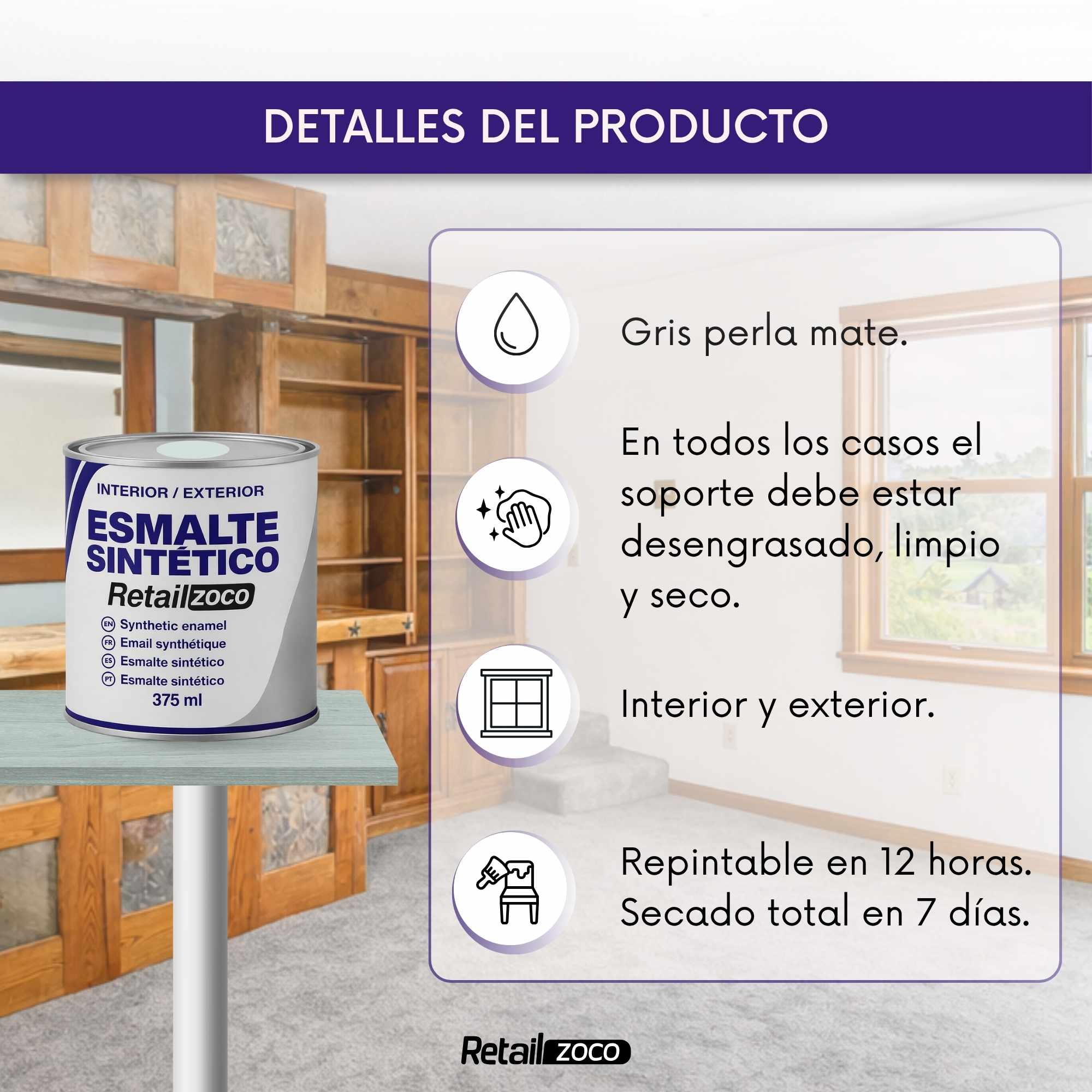 Esmalte sintetico Gris Perla 375 ml - imagen 4