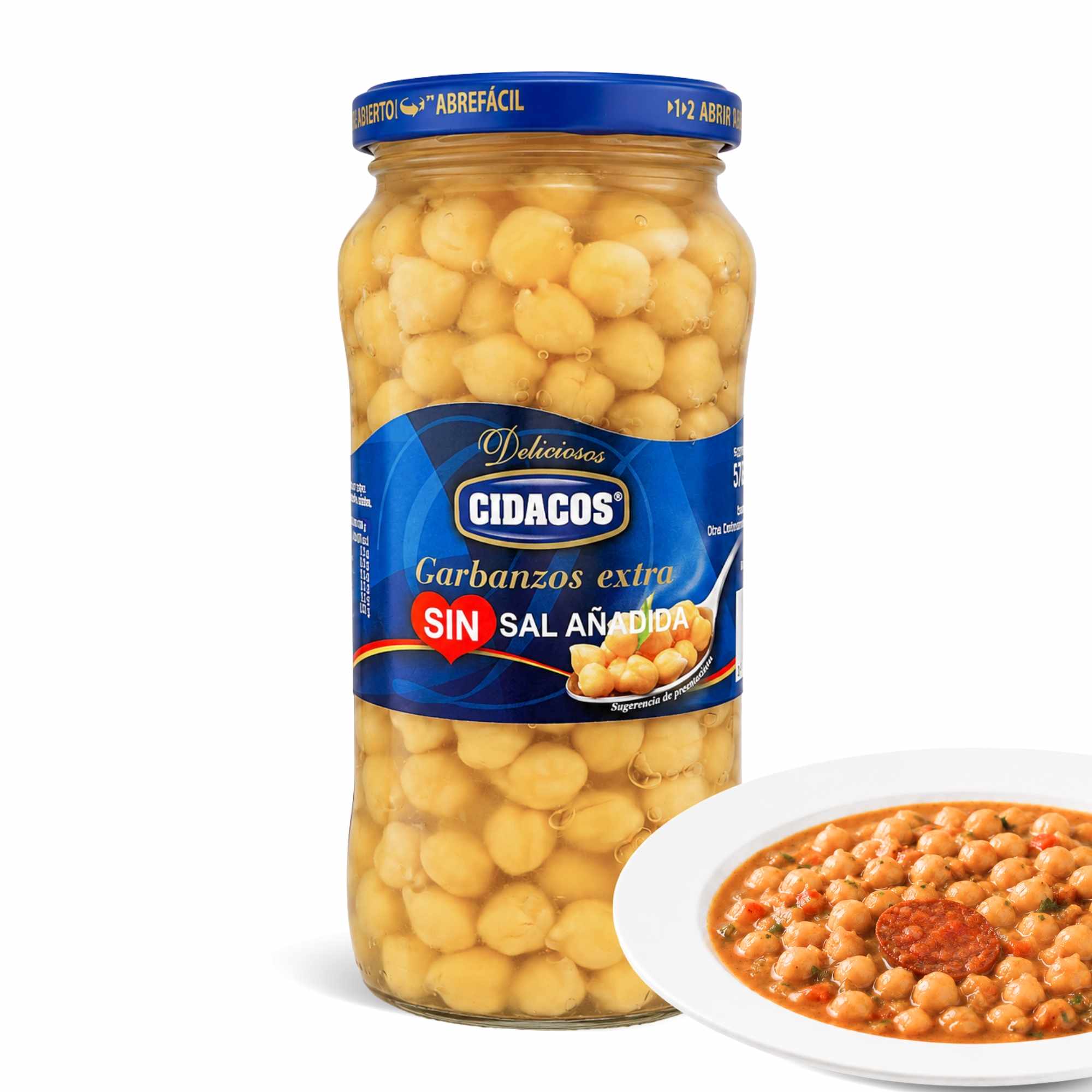 Garbanzos cocidos Extra sin sal Tarro Cristal 1 kg