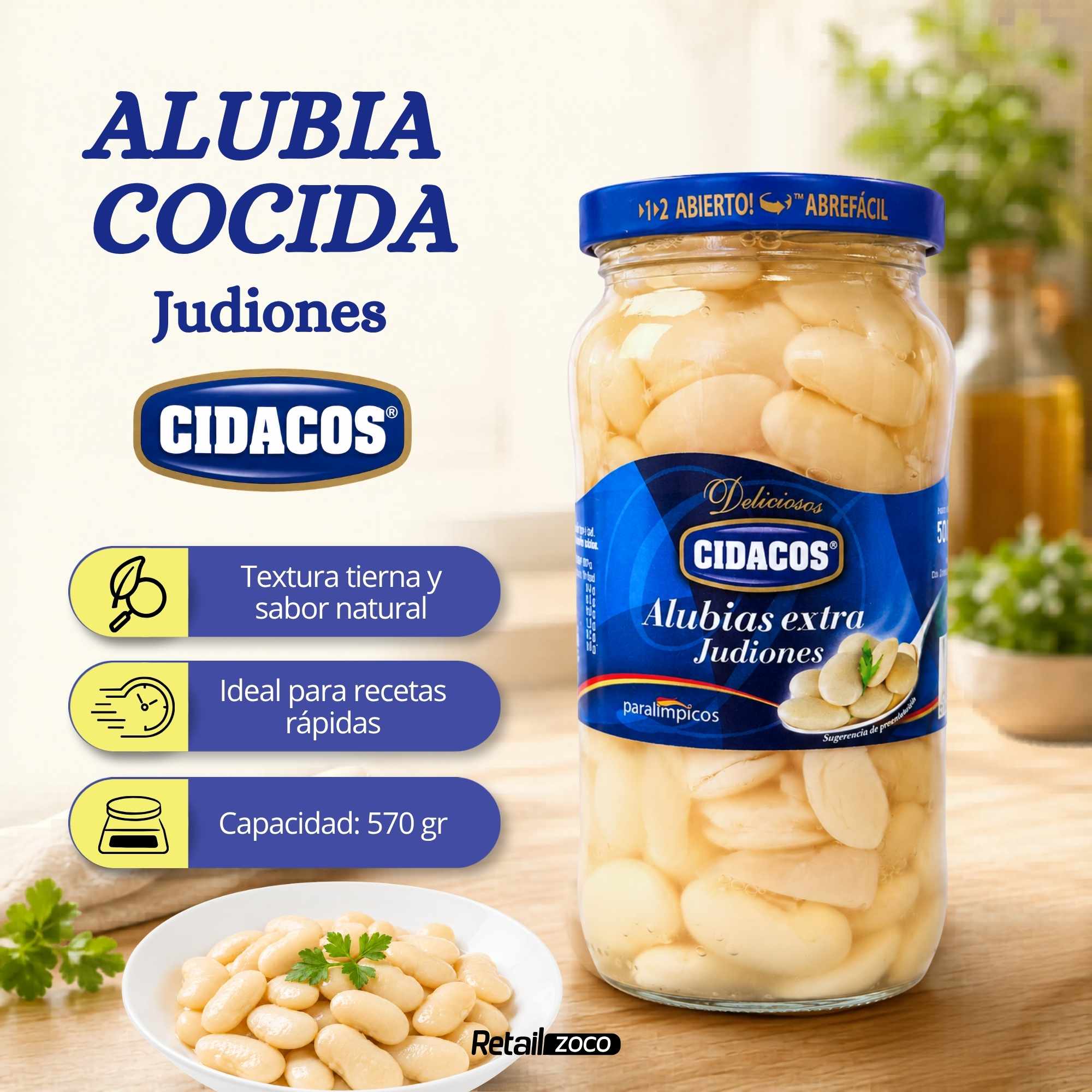 Judiones Cocidos Extra Tarro Cristal Peso neto 570 g - imagen 2
