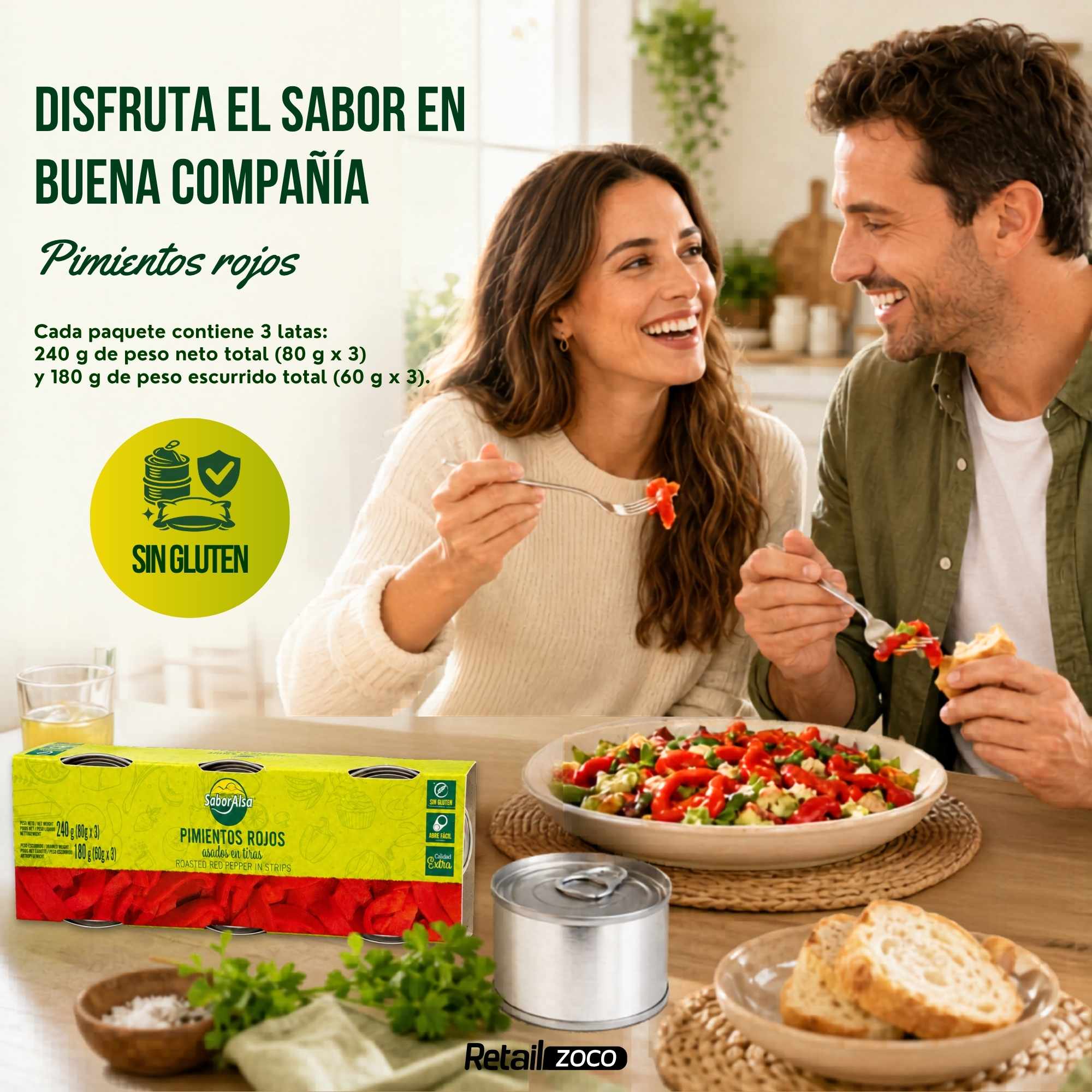Pimiento Rojo Asado Tiras Pack 3 latas de 80 gr - imagen 4