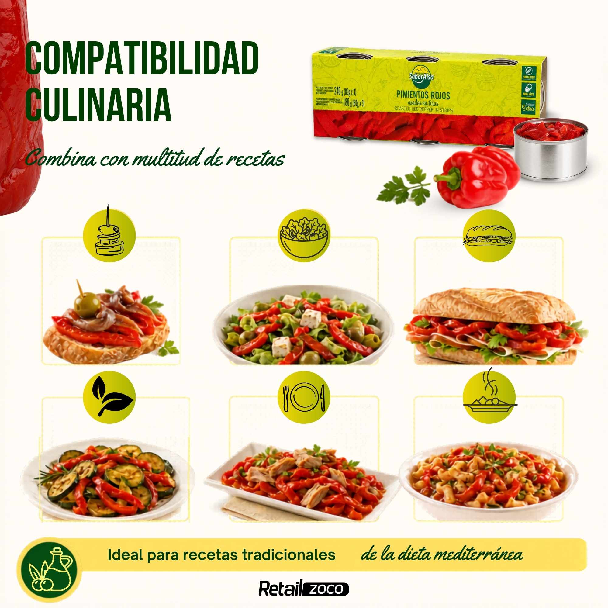 Pimiento Rojo Asado Tiras Pack 3 latas de 80 gr - imagen 5