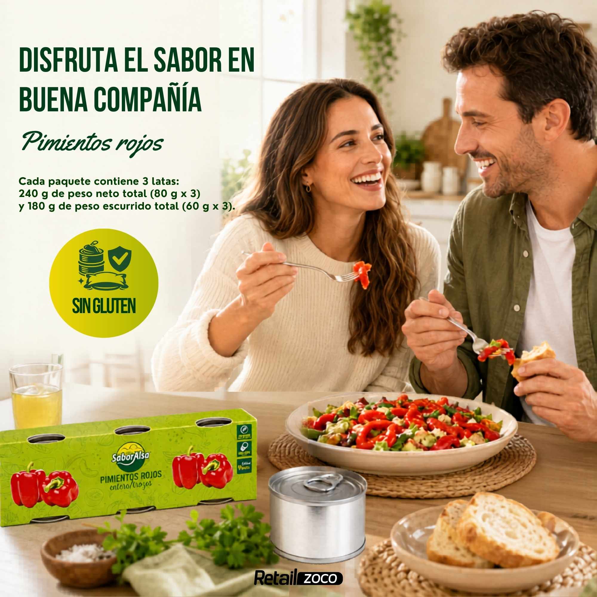 Pimiento Rojo Asado Enteros Pack 3 latas de 80 gr - imagen 3