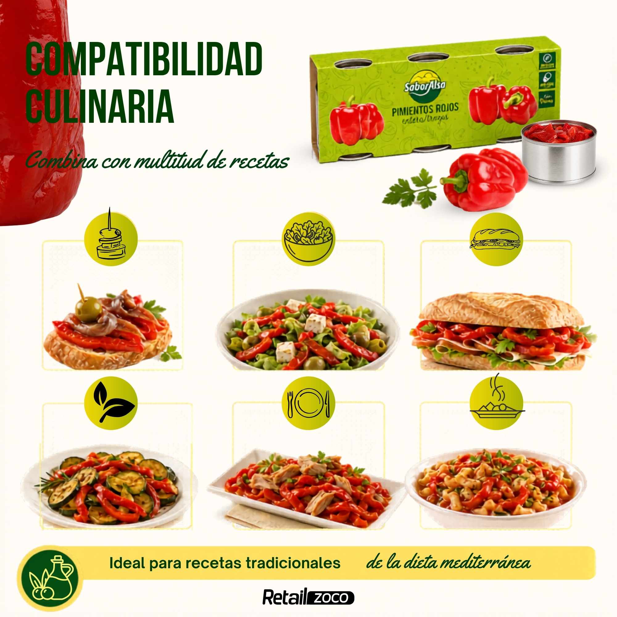 Pimiento Rojo Asado Enteros Pack 3 latas de 80 gr - imagen 5