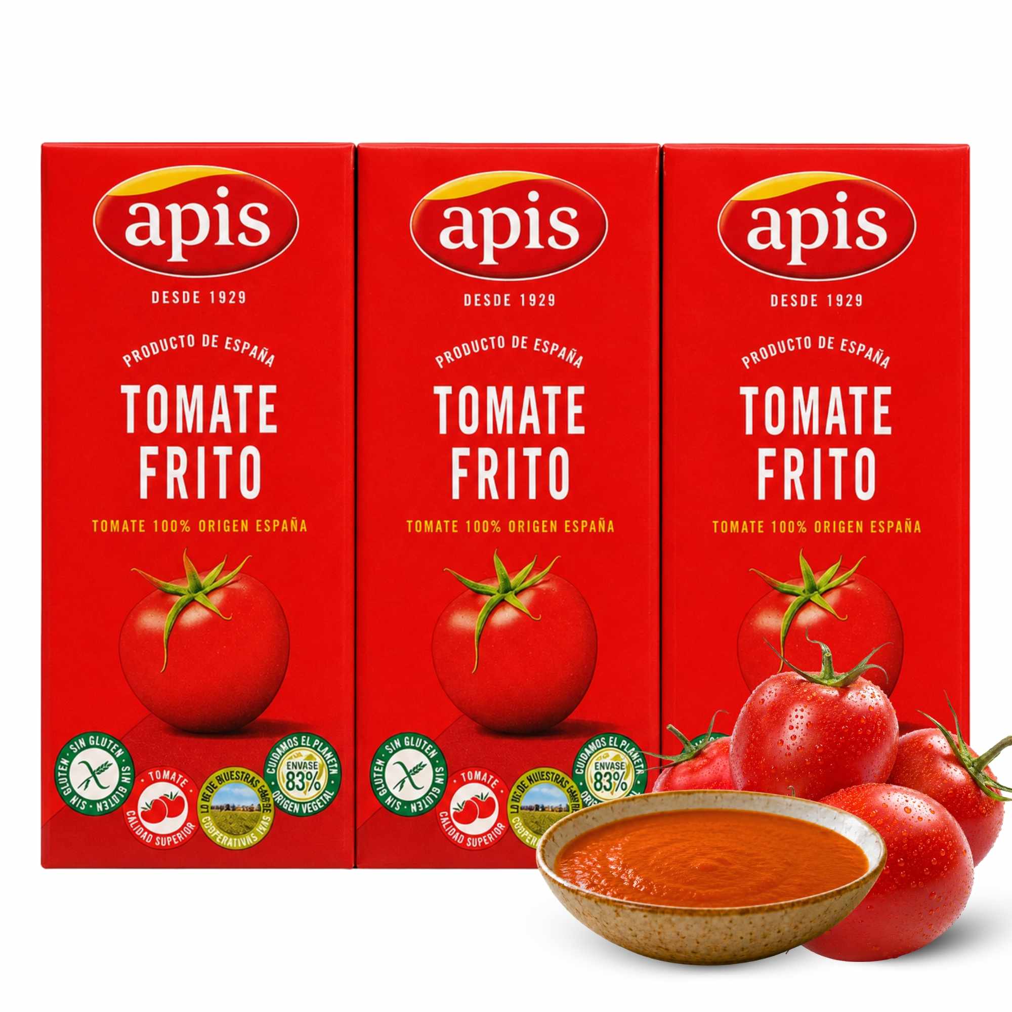 Tomate frito Apis Aceite Girasol Pack brik 3 unidades de 400 g Sin gluten - imagen 1