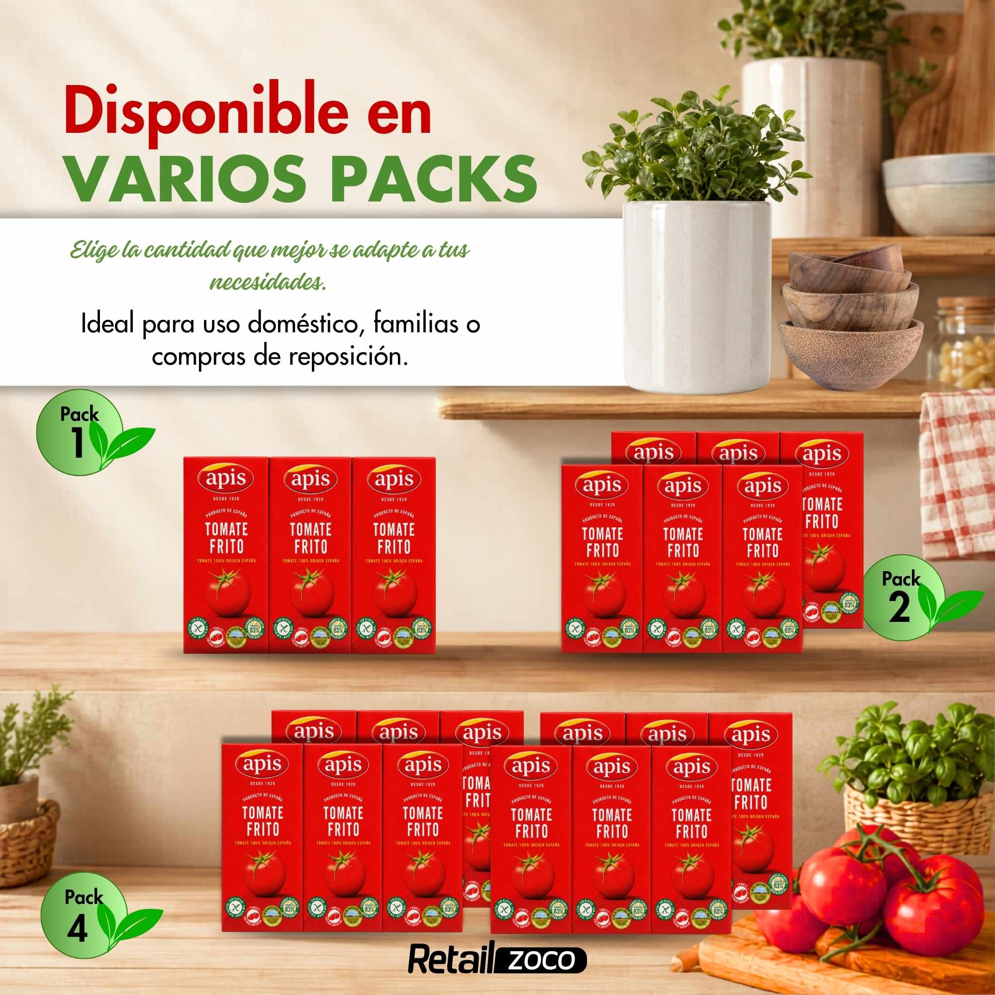 Tomate frito Apis Aceite Girasol Pack brik 3 unidades de 400 g Sin gluten - imagen 6