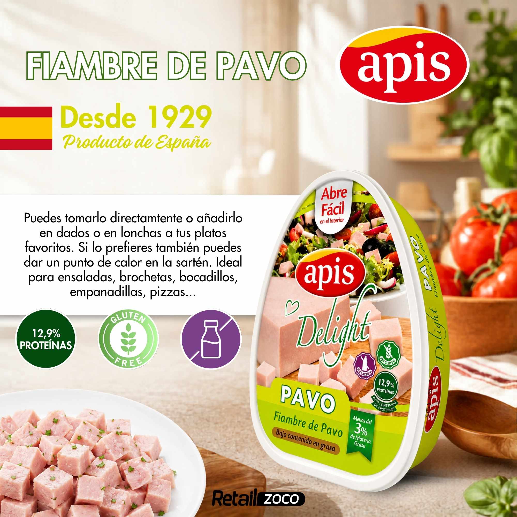 Magro de Pavo Apis Lata de 220 gr sin gluten y sin lactosa - imagen 2