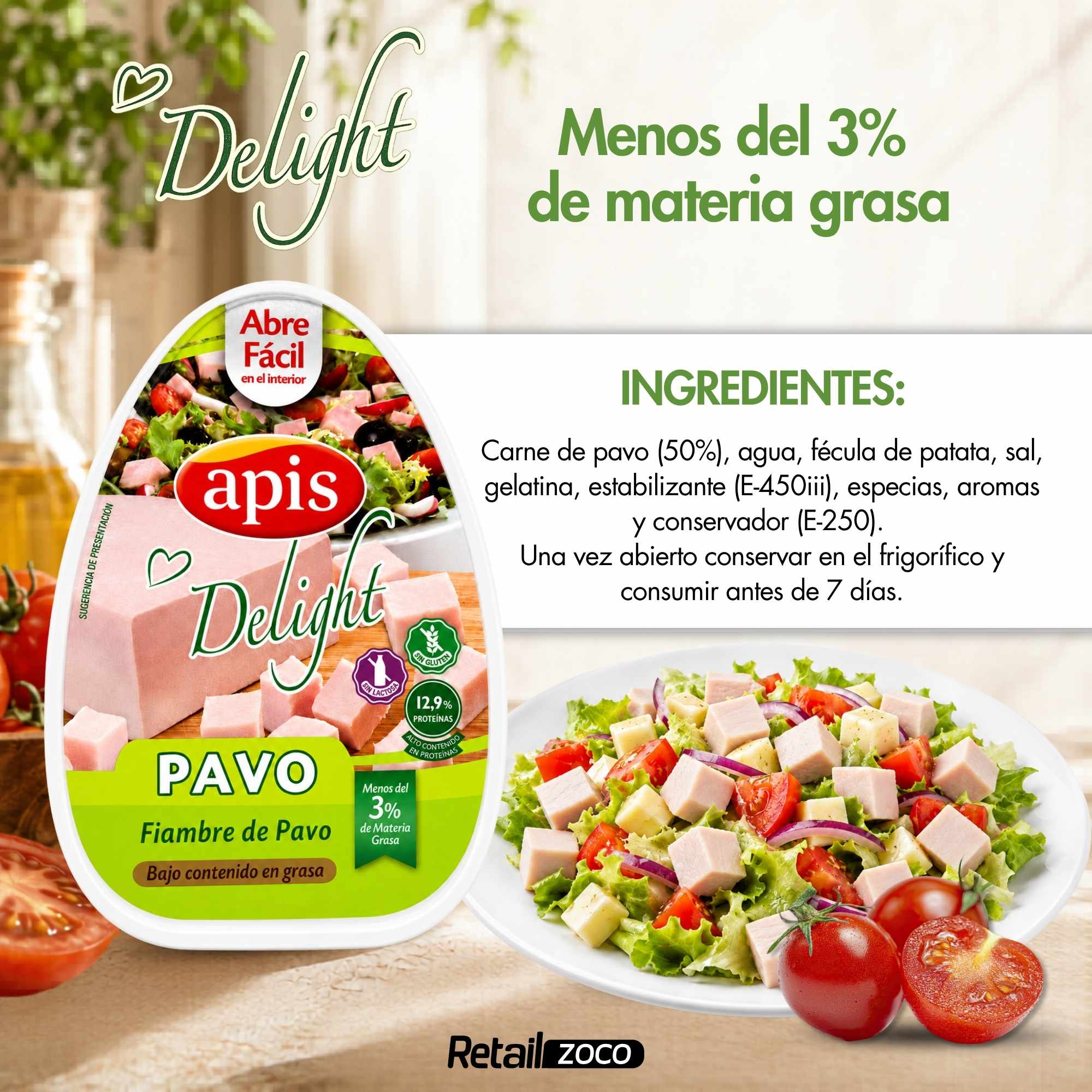 Magro de Pavo Apis Lata de 220 gr sin gluten y sin lactosa - imagen 4