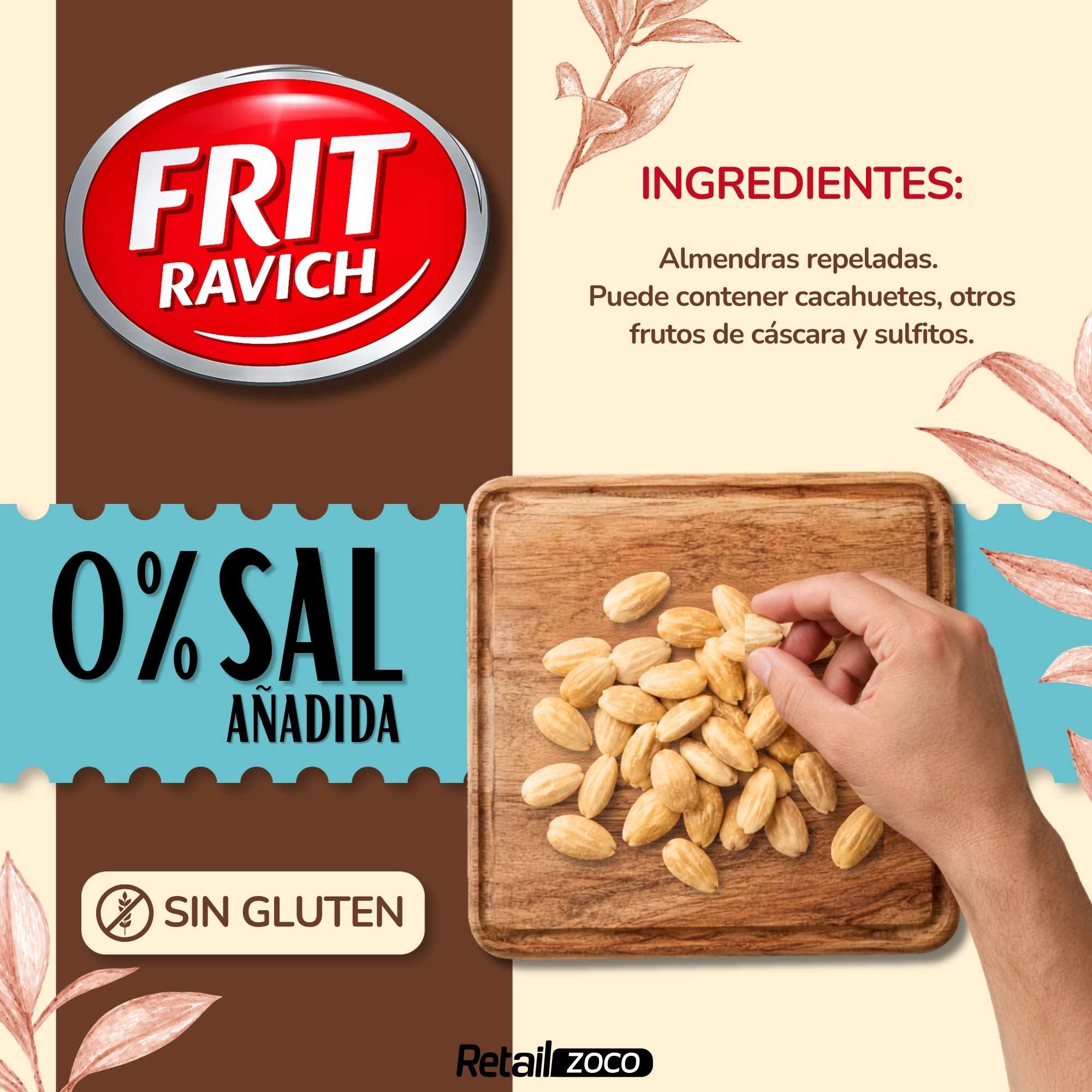 Almendra Tostadas sin Sal 110 g Sin Gluten Frit Ravich - imagen 4