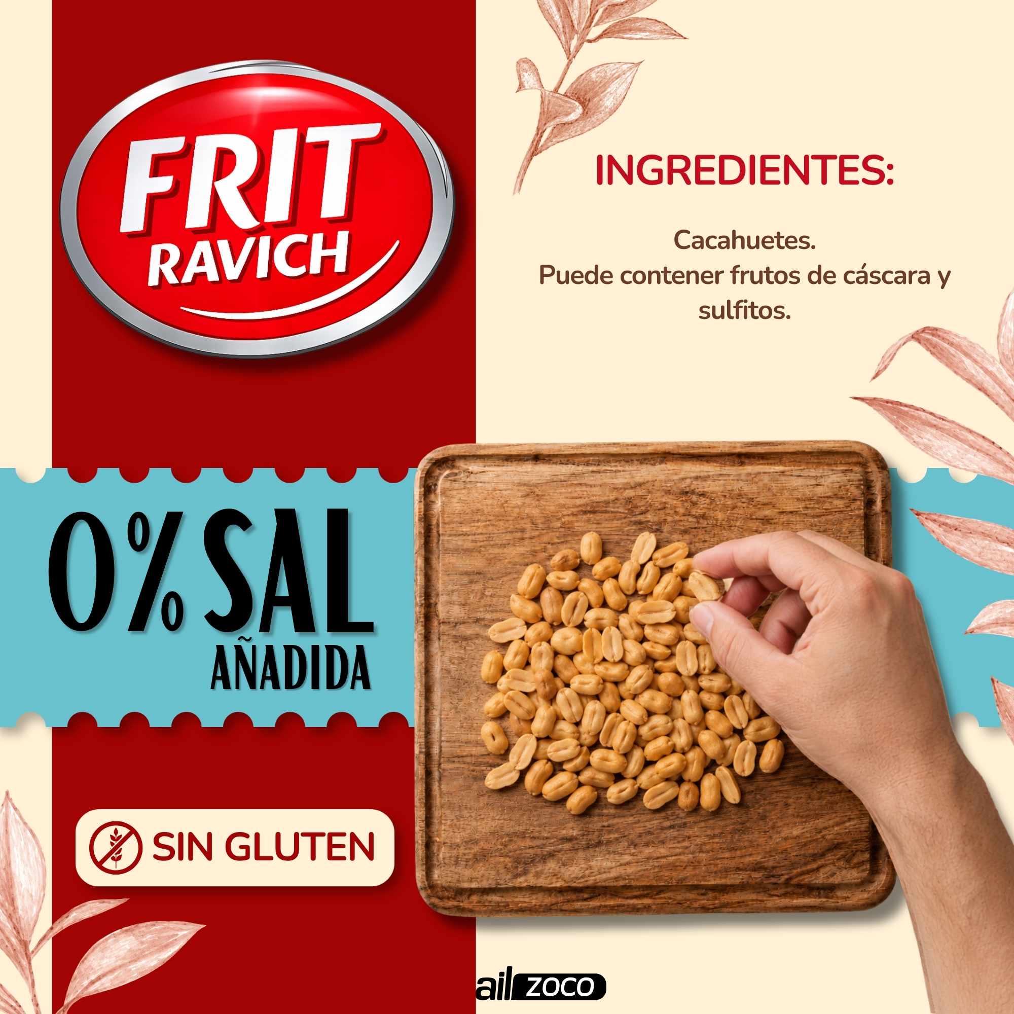 Cacahuete Tostados sin Sal 120 g Sin Gluten Frit Ravich - imagen 3