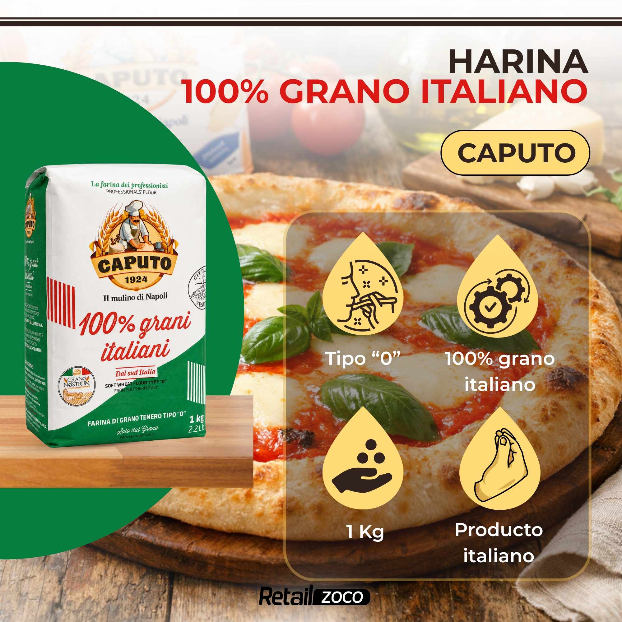 Harina Caputo Tipo 0 de 100% trigo Italiano 1 Kg - imagen 2