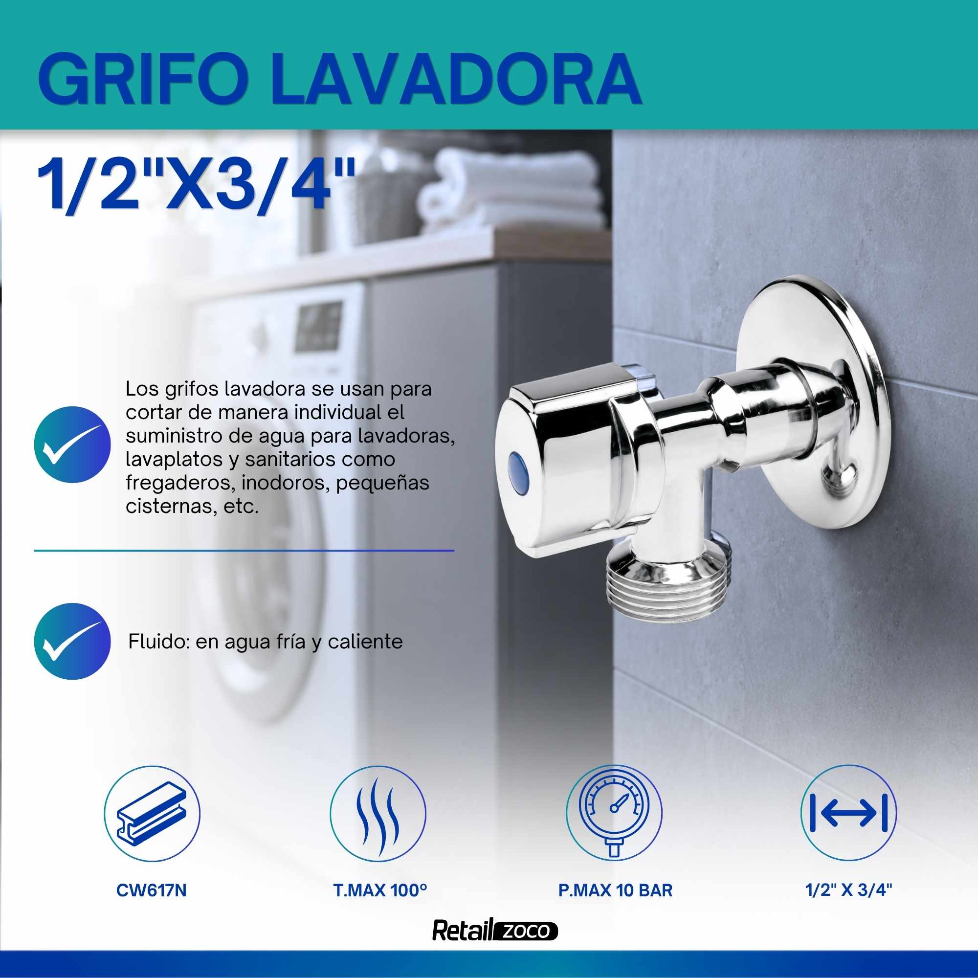 Grifo Lavadora Tipo M cierre Esferico - imagen 2