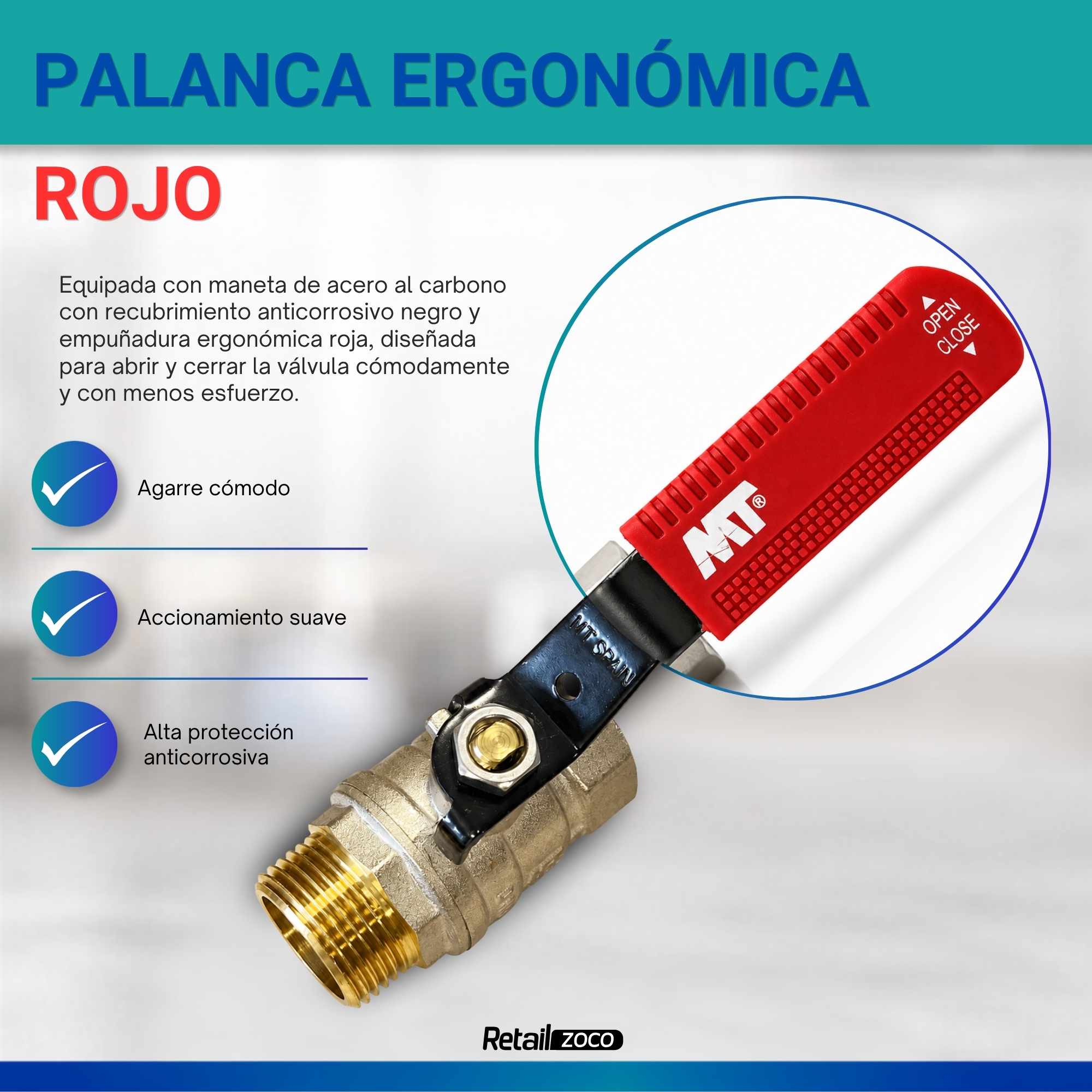 Palancas Llave Paso Fontaneria PN25 macho-hembra Rojo 3/4 - imagen 6