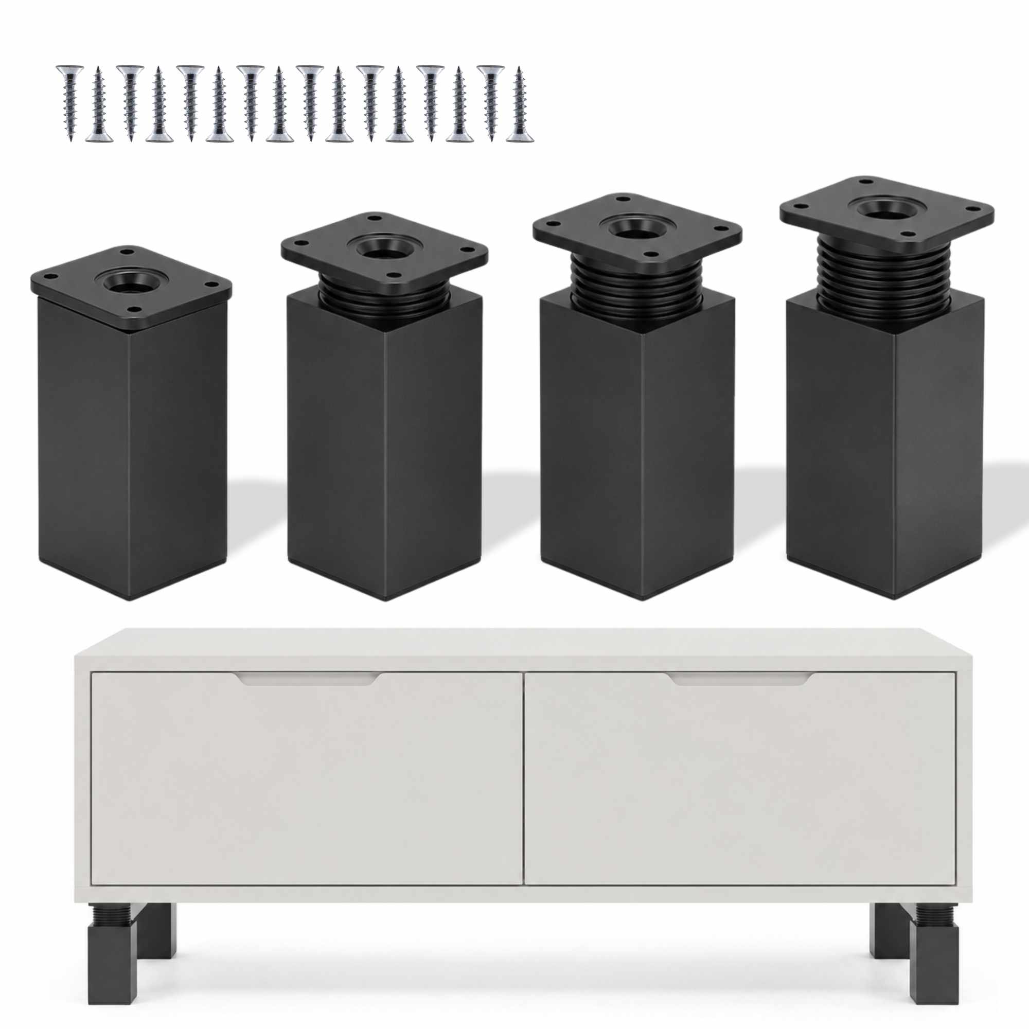 Patas para Muebles Altura Regulables Negro - imagen 1