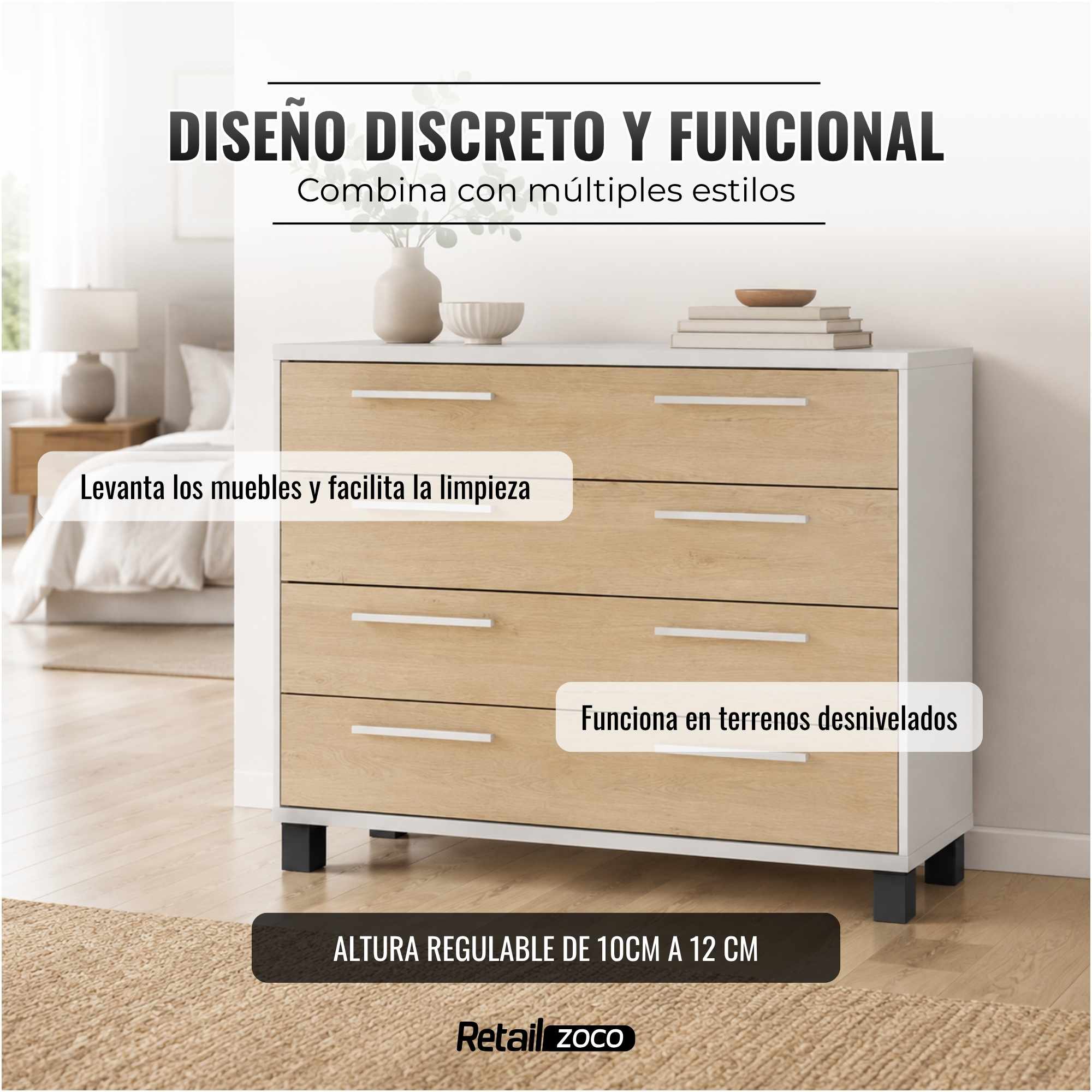 Patas para Muebles Altura Regulables Negro - imagen 3