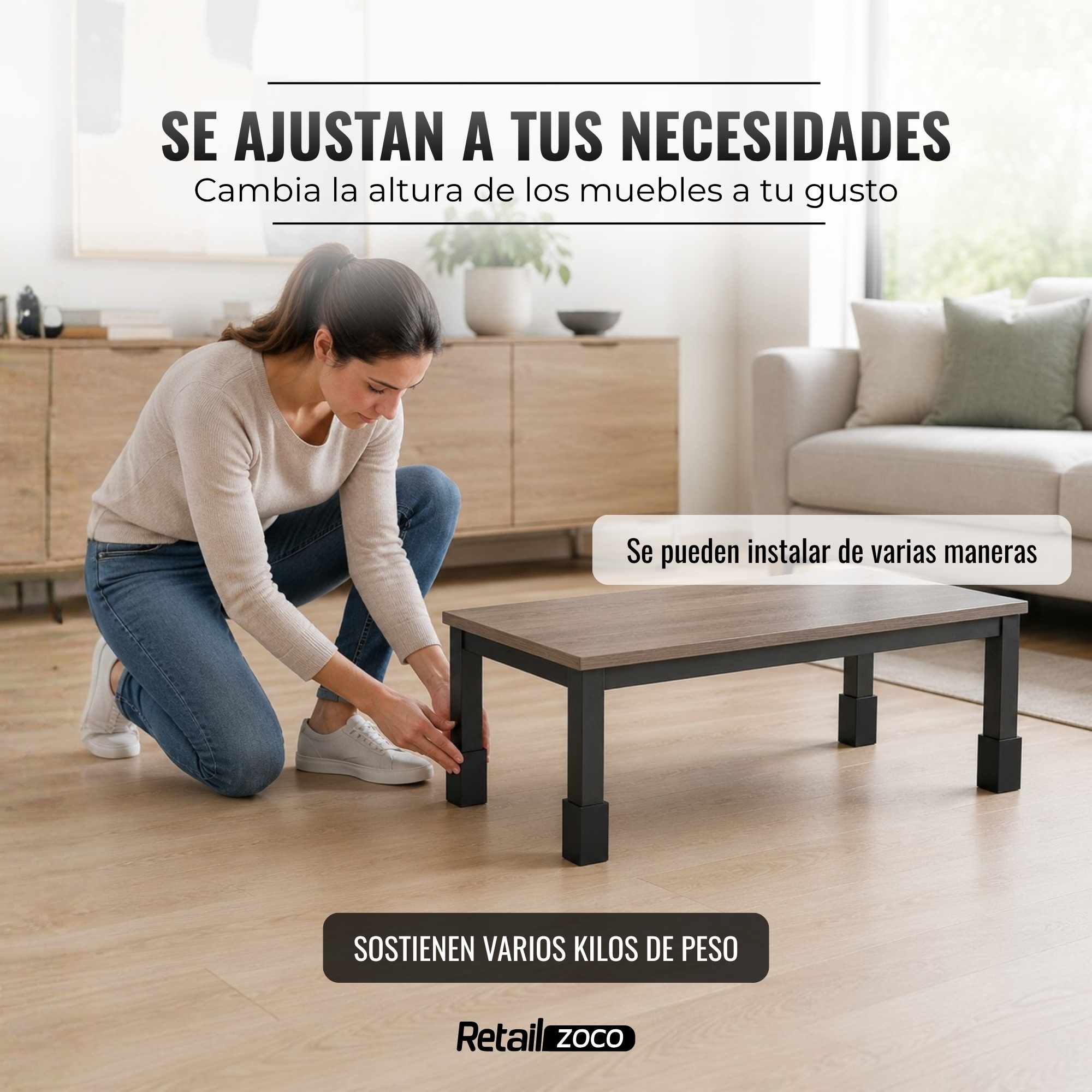 Patas para Muebles Altura Regulables Negro - imagen 5