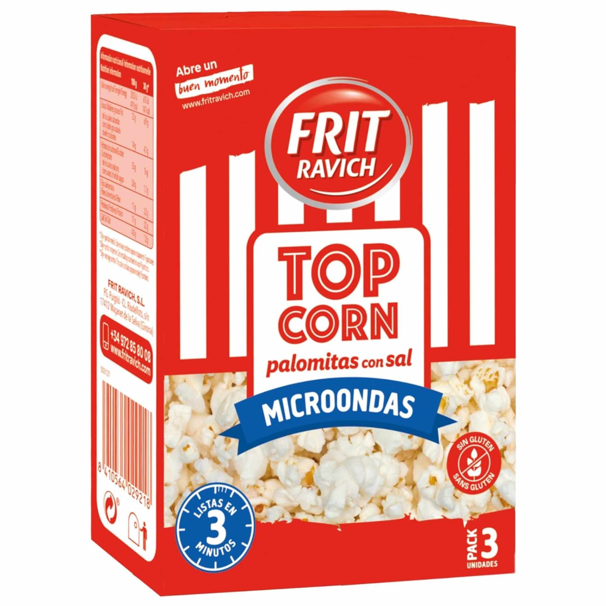 Palomitas Saladas Microondas 270 g Frit Ravich Sin Gluten Contiene 3 unidades