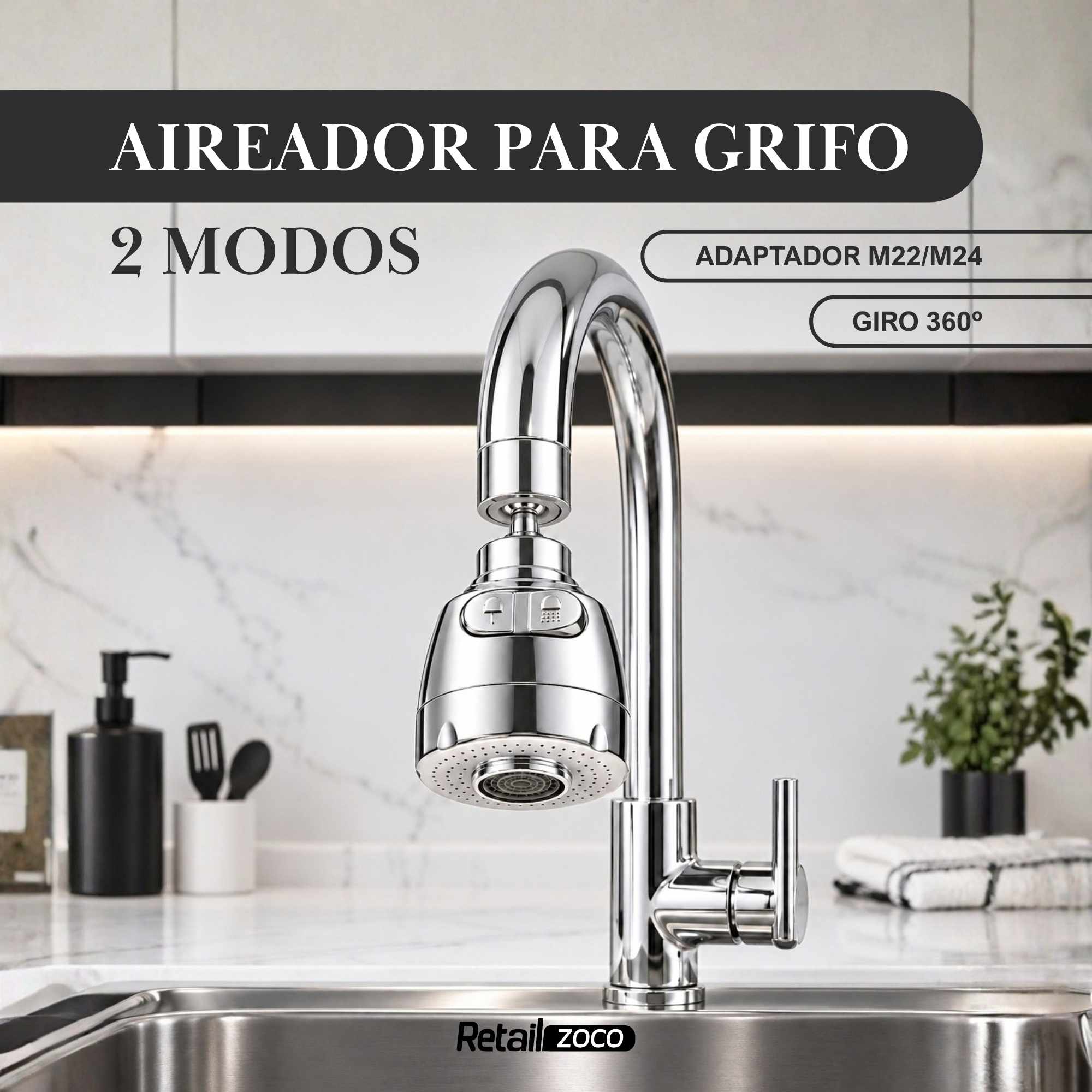 Aireador para grifo 2 modos 365 grados - imagen 2