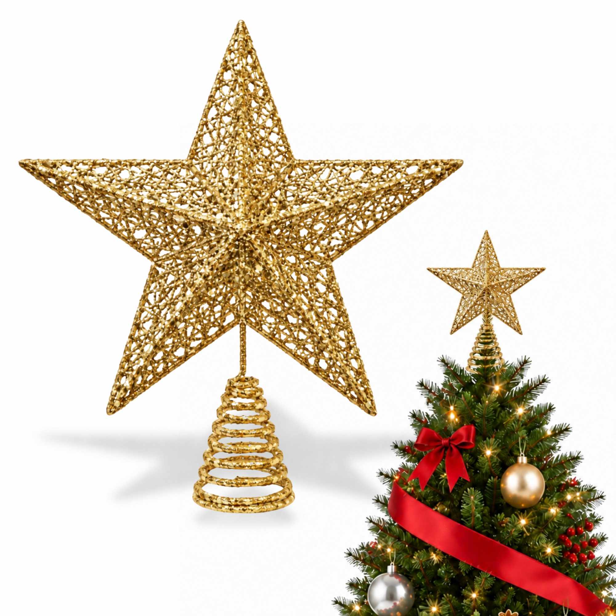 Estrella de Navidad Punta de Árbol dorado 15 cm Dorado