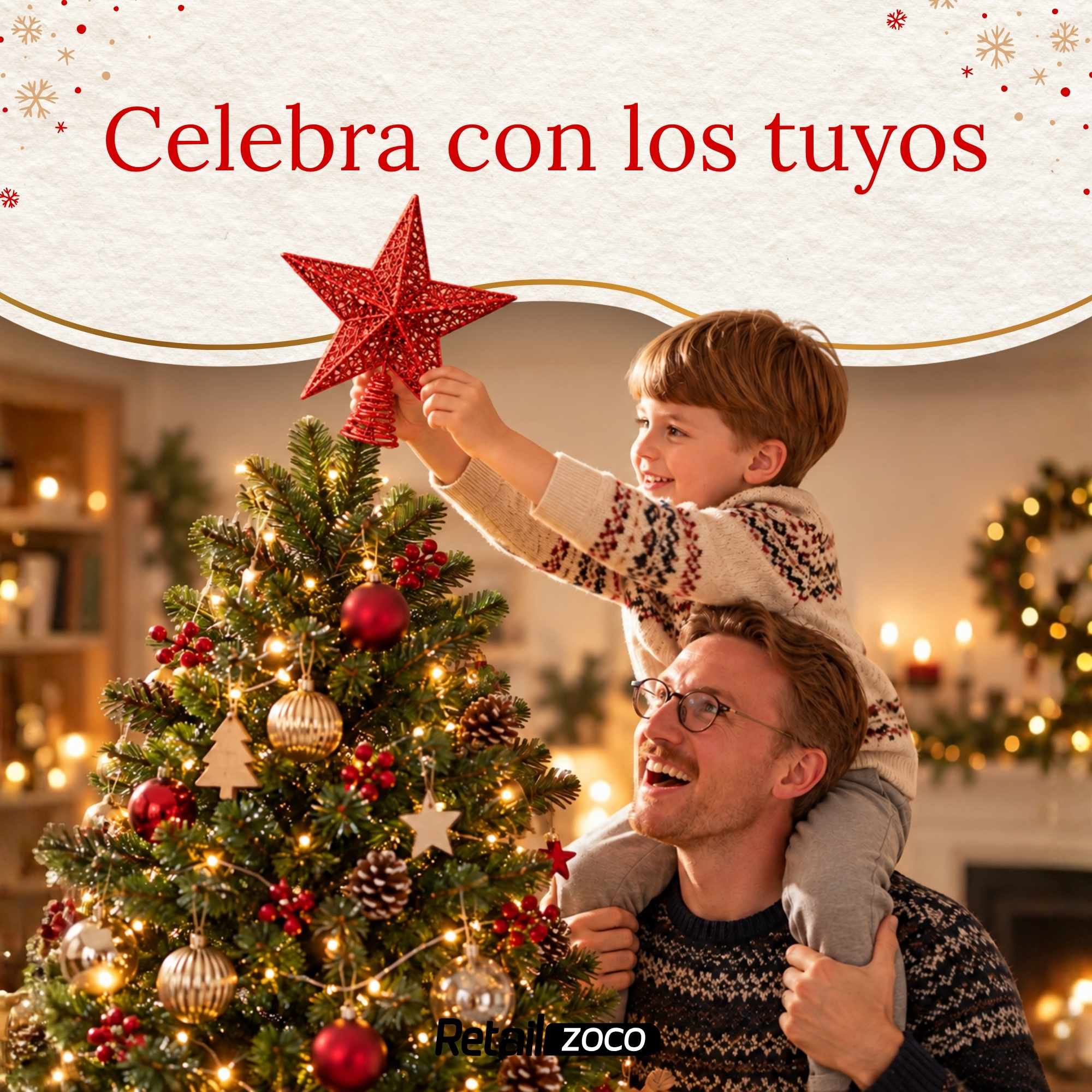 Estrella de Navidad Punta de Árbol 30 cm Rojo - imagen 5