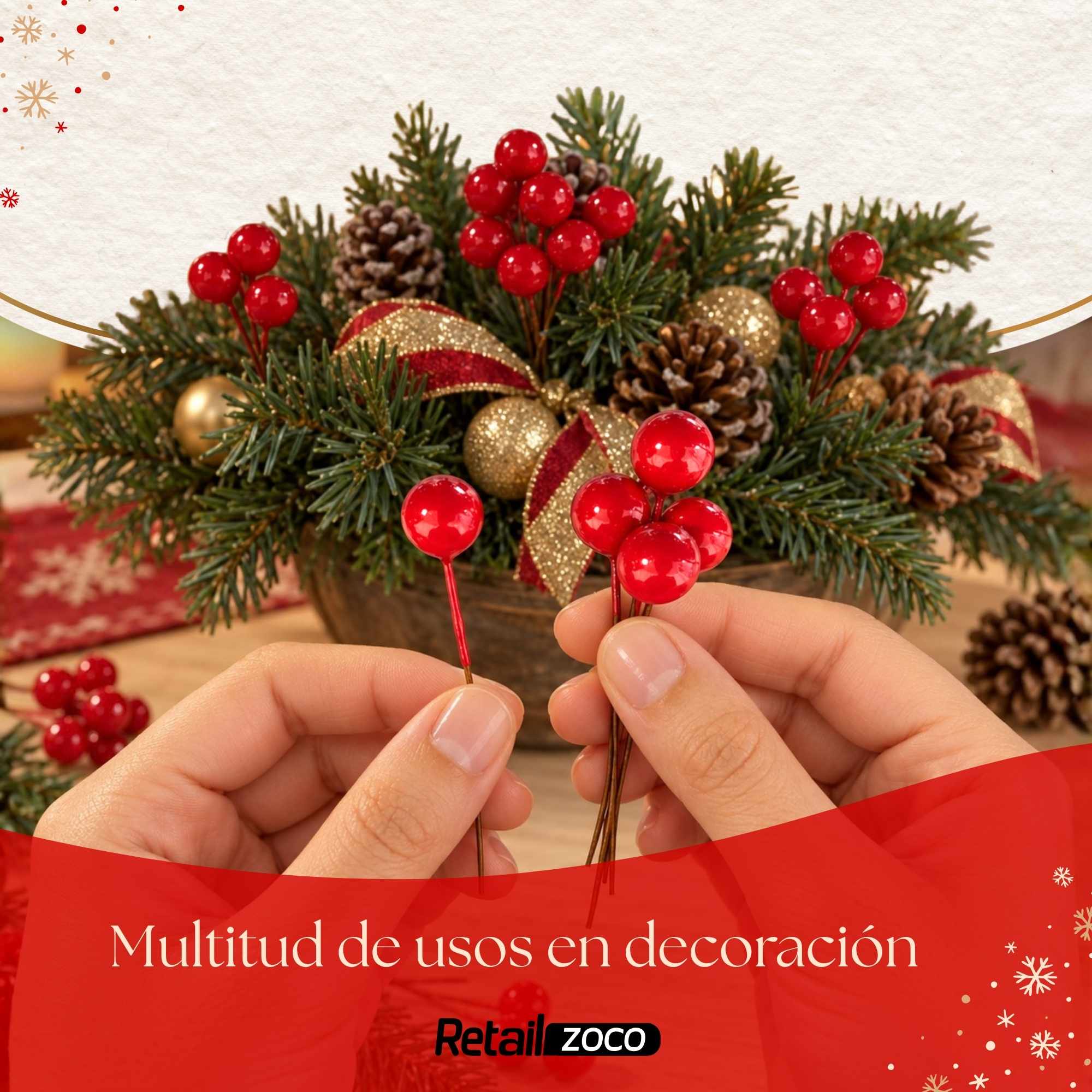 bayas artificiales Navidad rojo 300 unidades - imagen 3