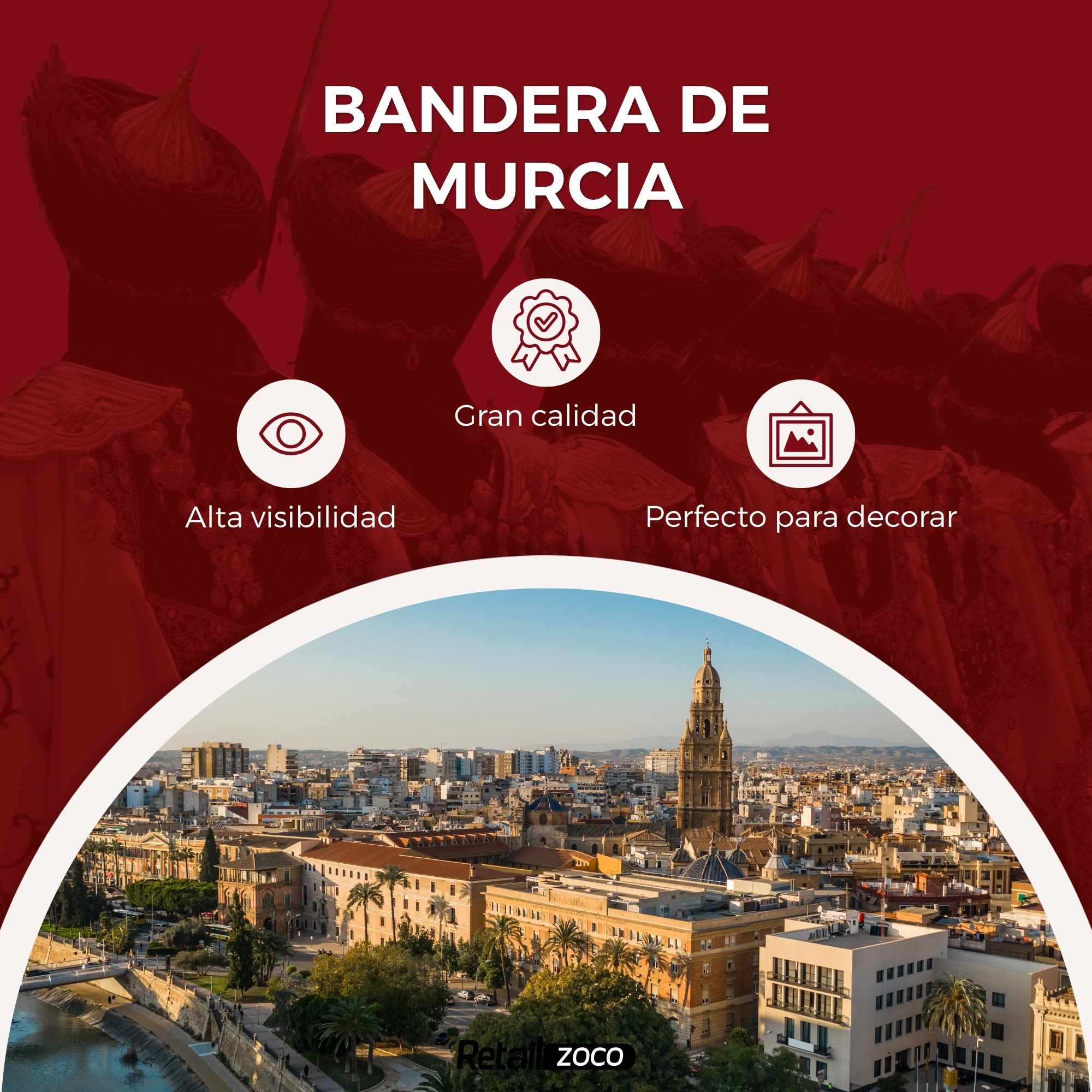 Bandera Murcia 90x150 cm con 4 ojales - imagen 3