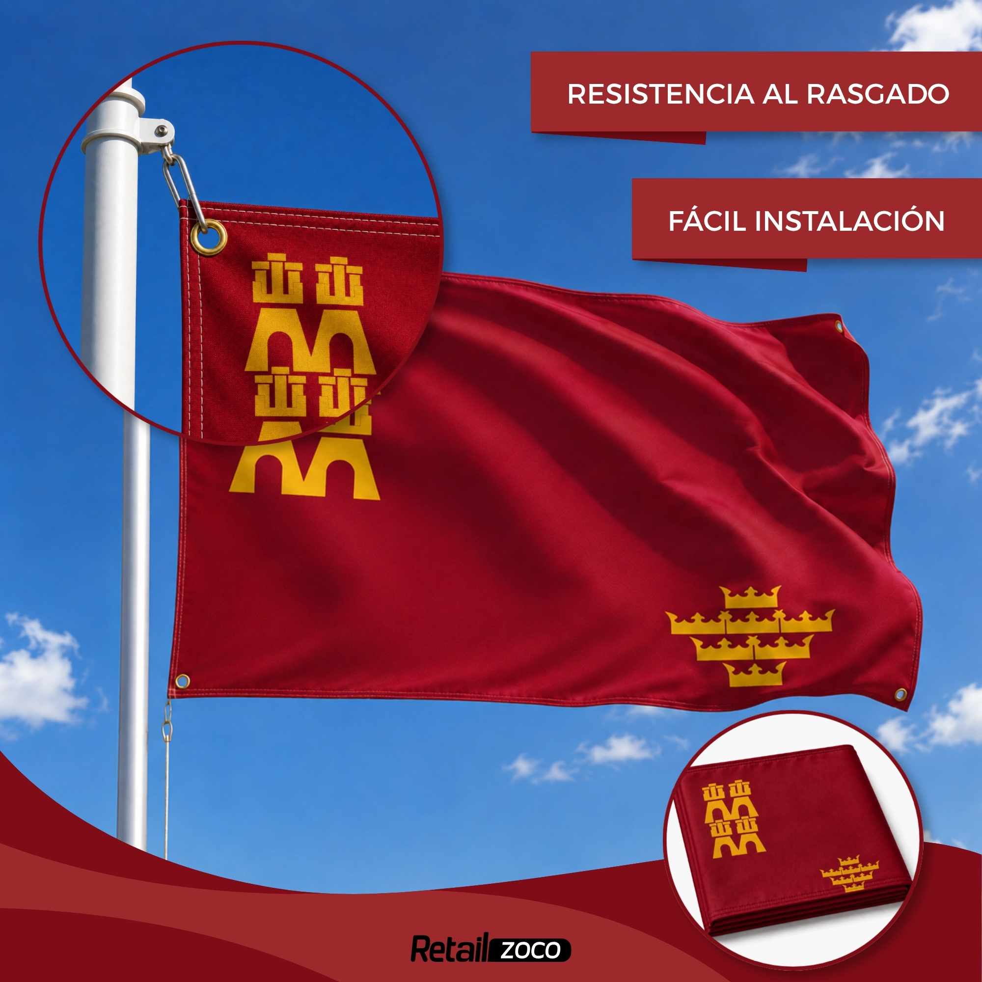 Bandera Murcia 90x150 cm con 4 ojales - imagen 6