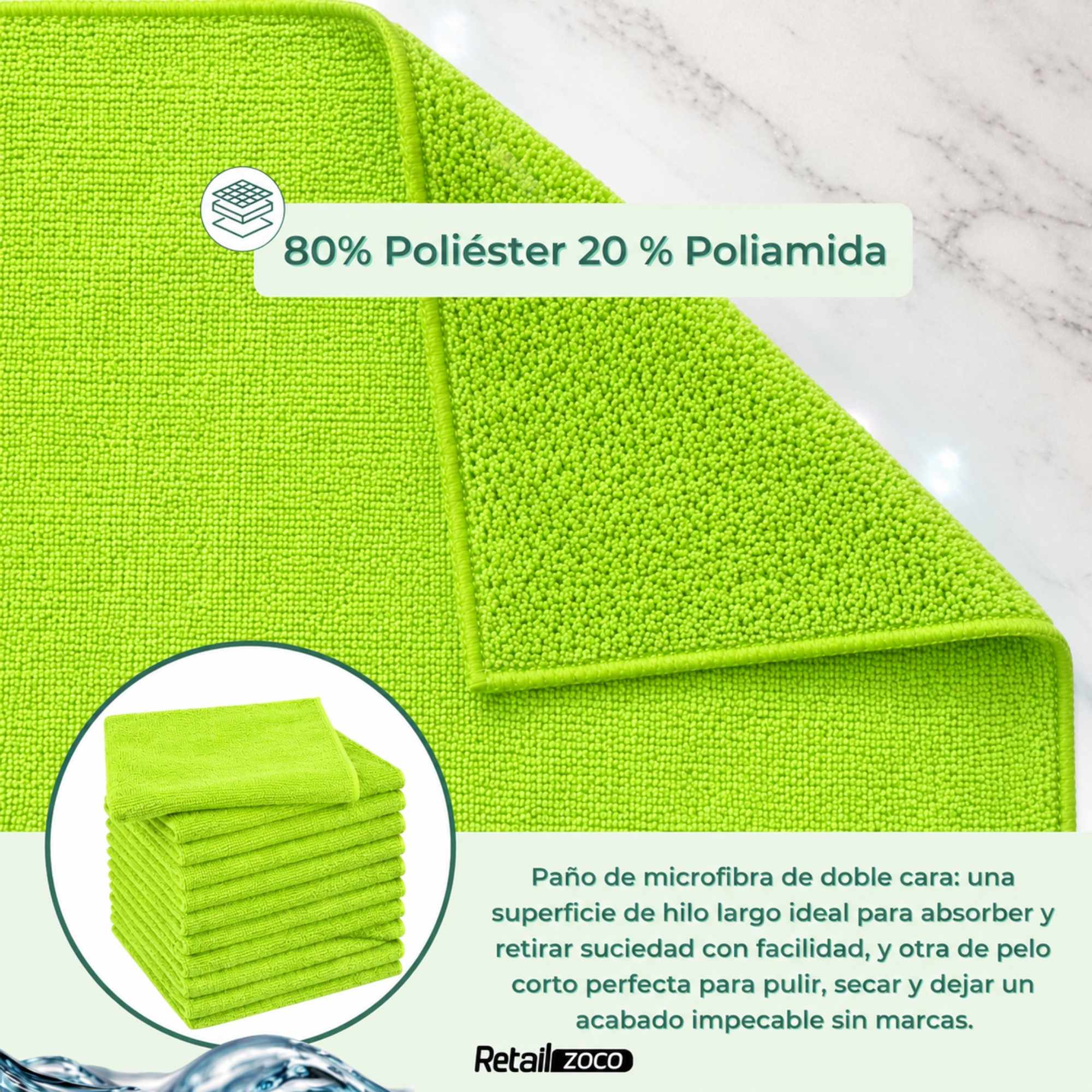 Paño de microfibra 30x40 cm Verde - imagen 5