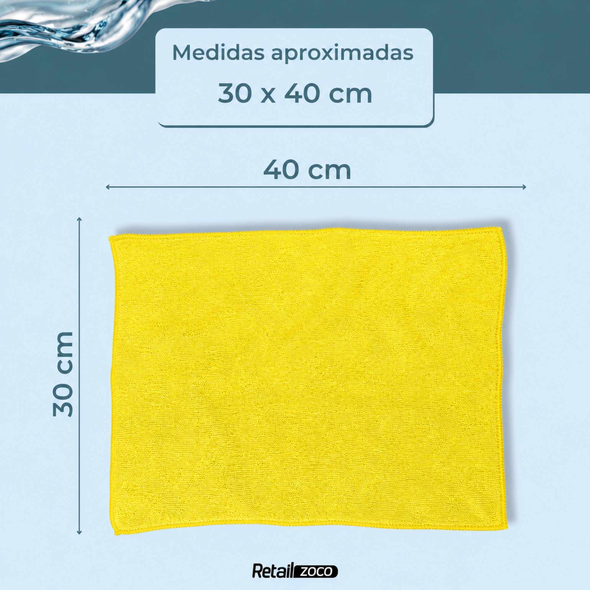 Paño de microfibra 30x40 cm Amarillo - imagen 4