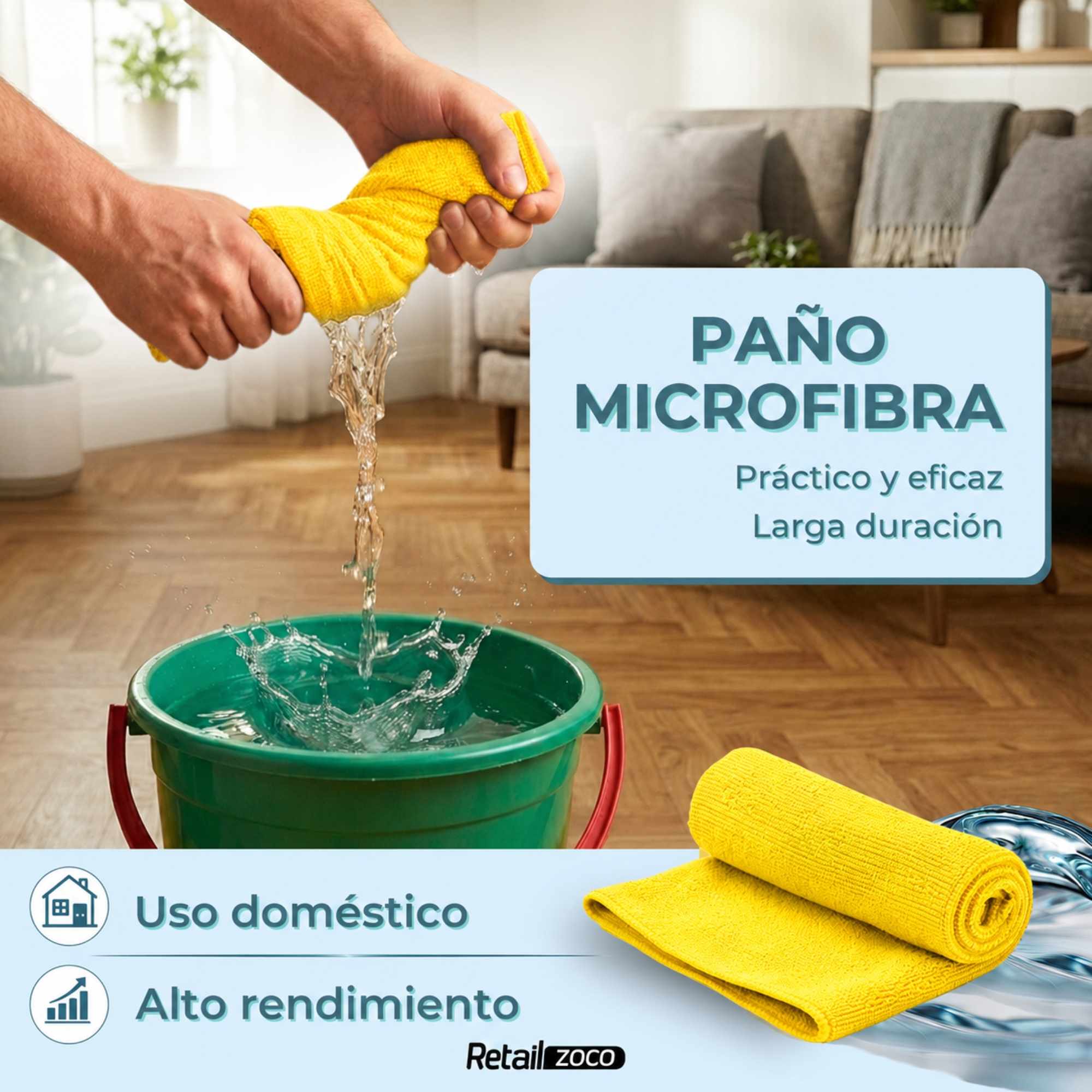 Paño de microfibra 30x40 cm Amarillo - imagen 5