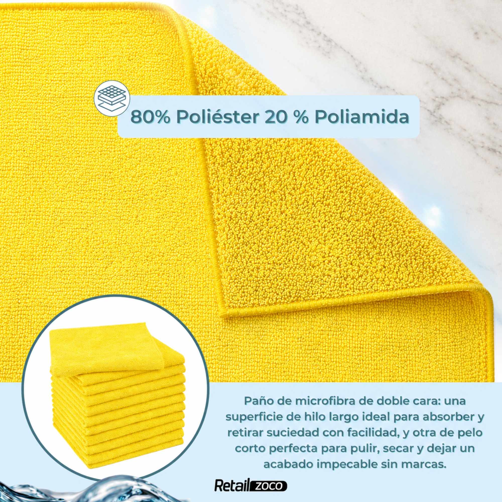 Paño de microfibra 30x40 cm Amarillo - imagen 6