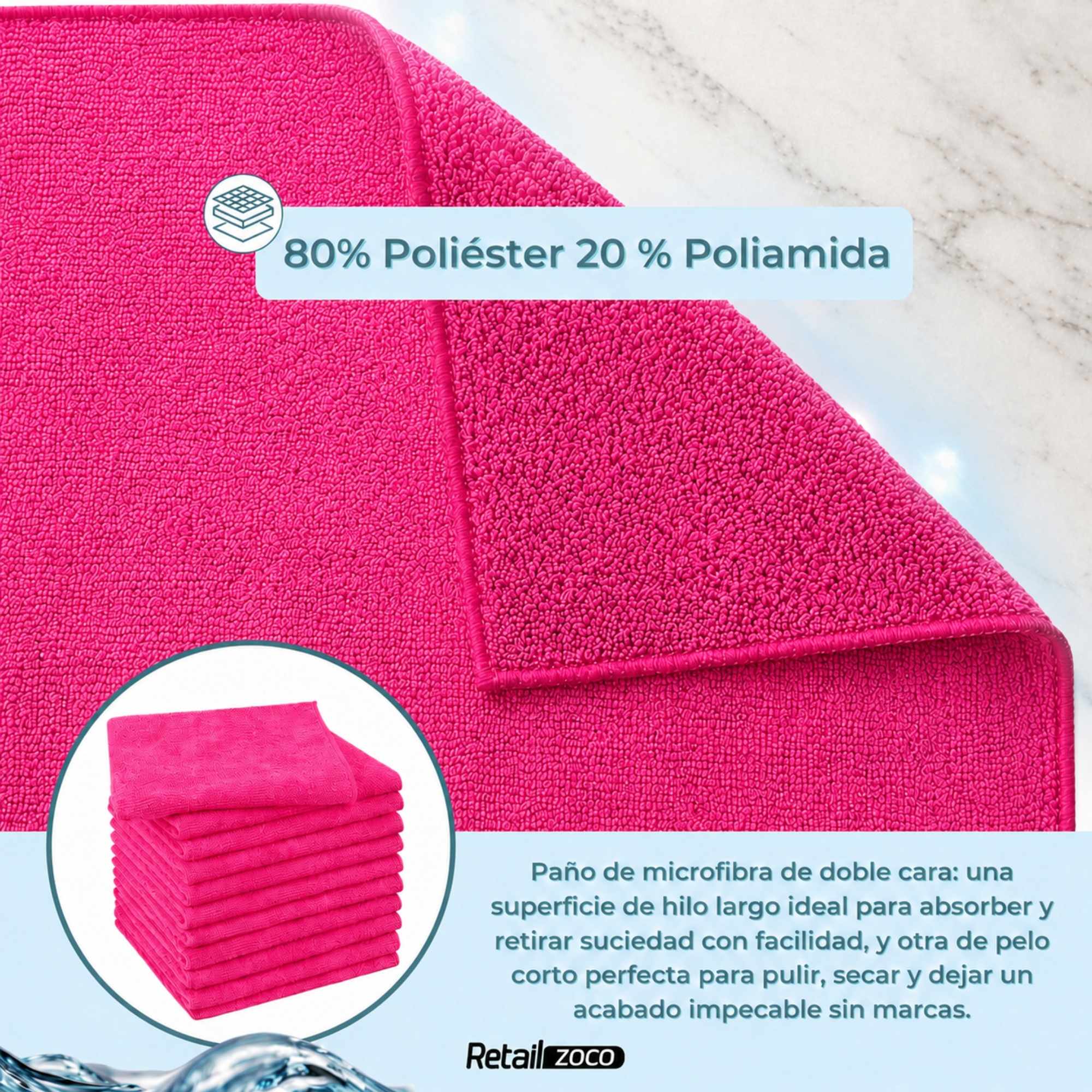 Paño de microfibra 30x40 cm Fucsia - imagen 3