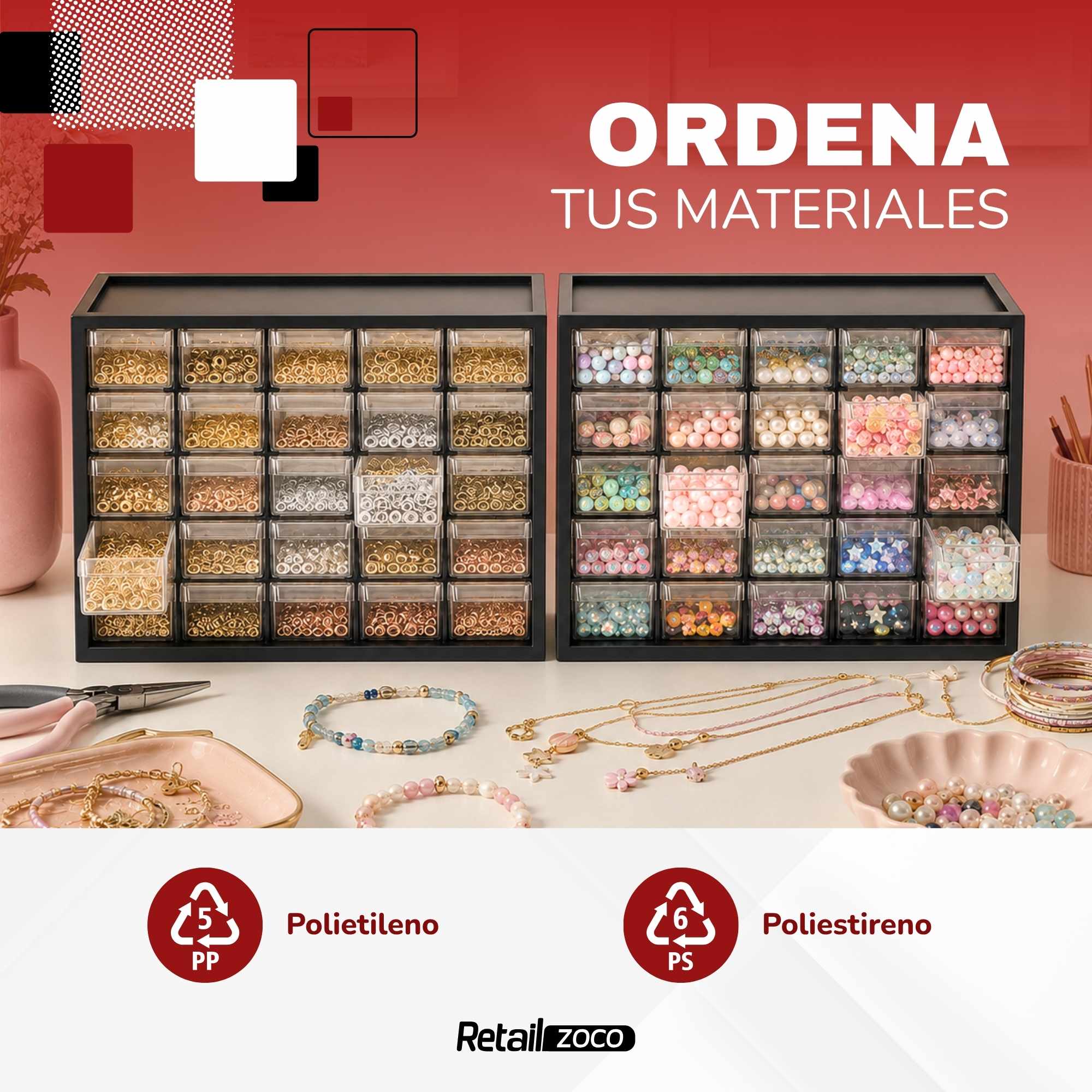 Organizador Multiusos 20 Cajones Negro - imagen 5