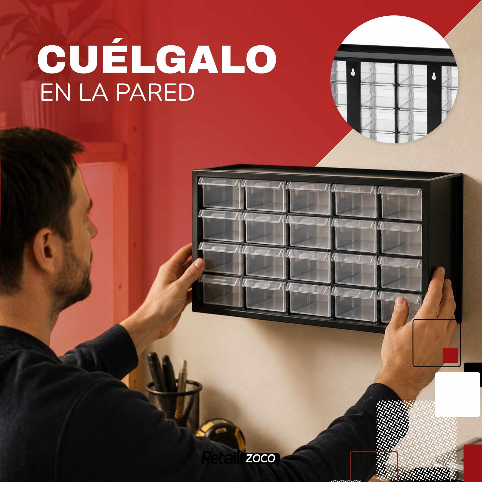 Organizador Multiusos 20 Cajones Negro - imagen 6