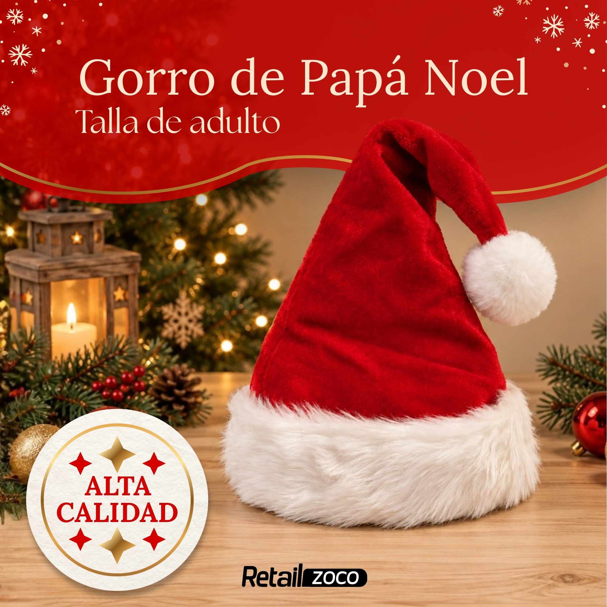 Gorro de Papa Noel adulto doble capa - imagen 2