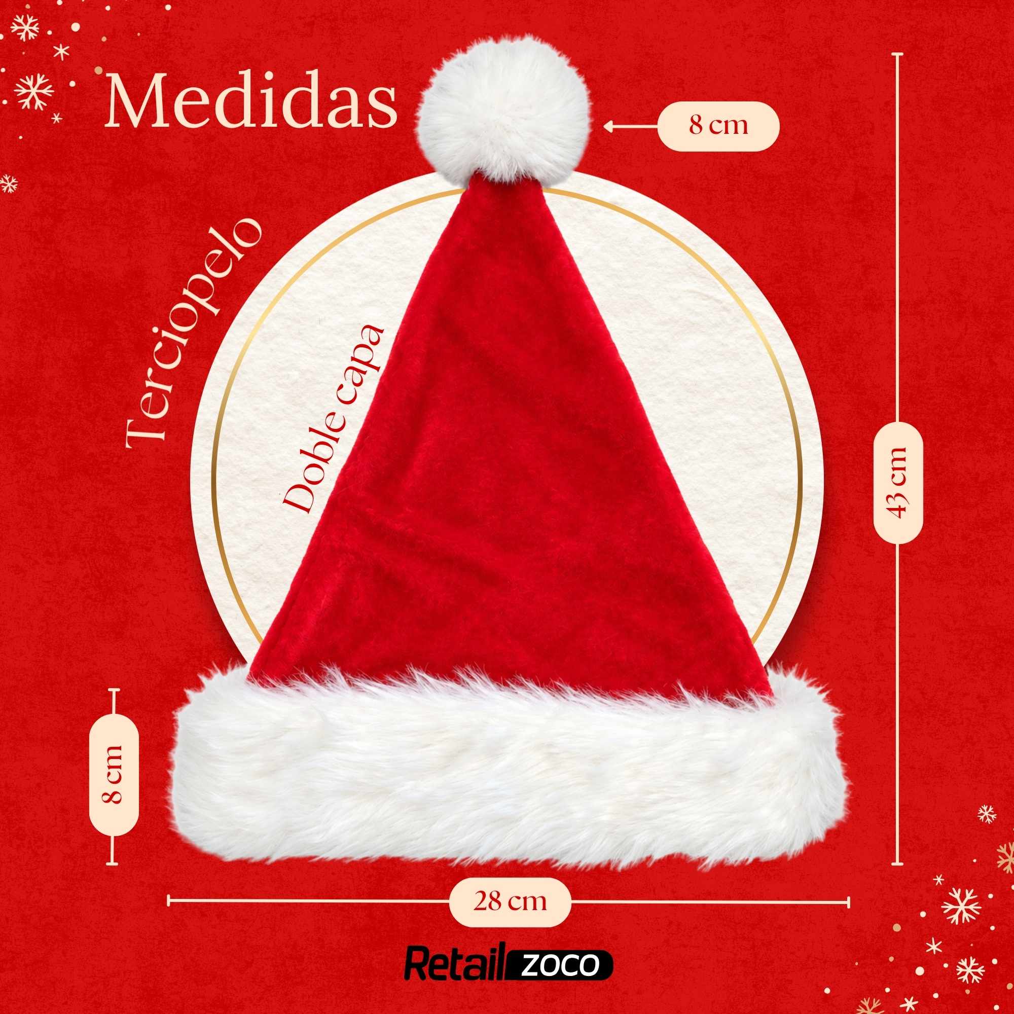 Gorro de Papa Noel adulto doble capa - imagen 4