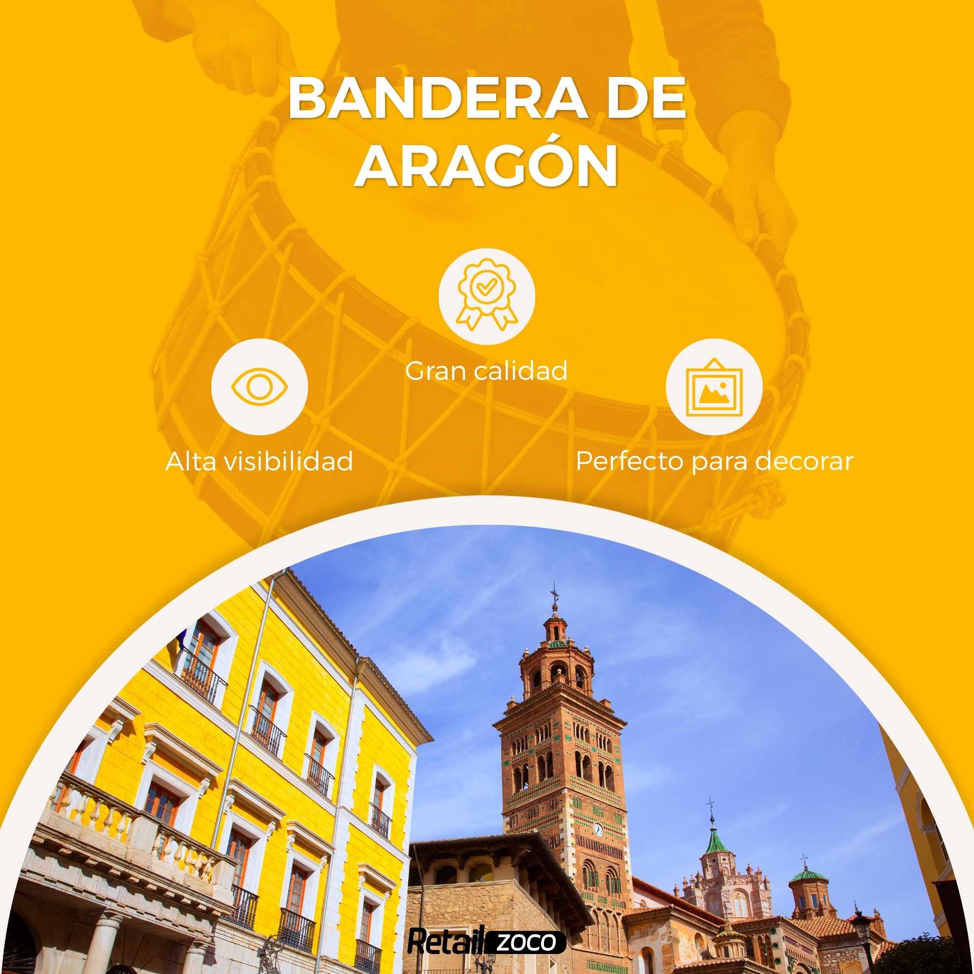 Bandera Aragón 90x150 cm con 4 ojales - imagen 3