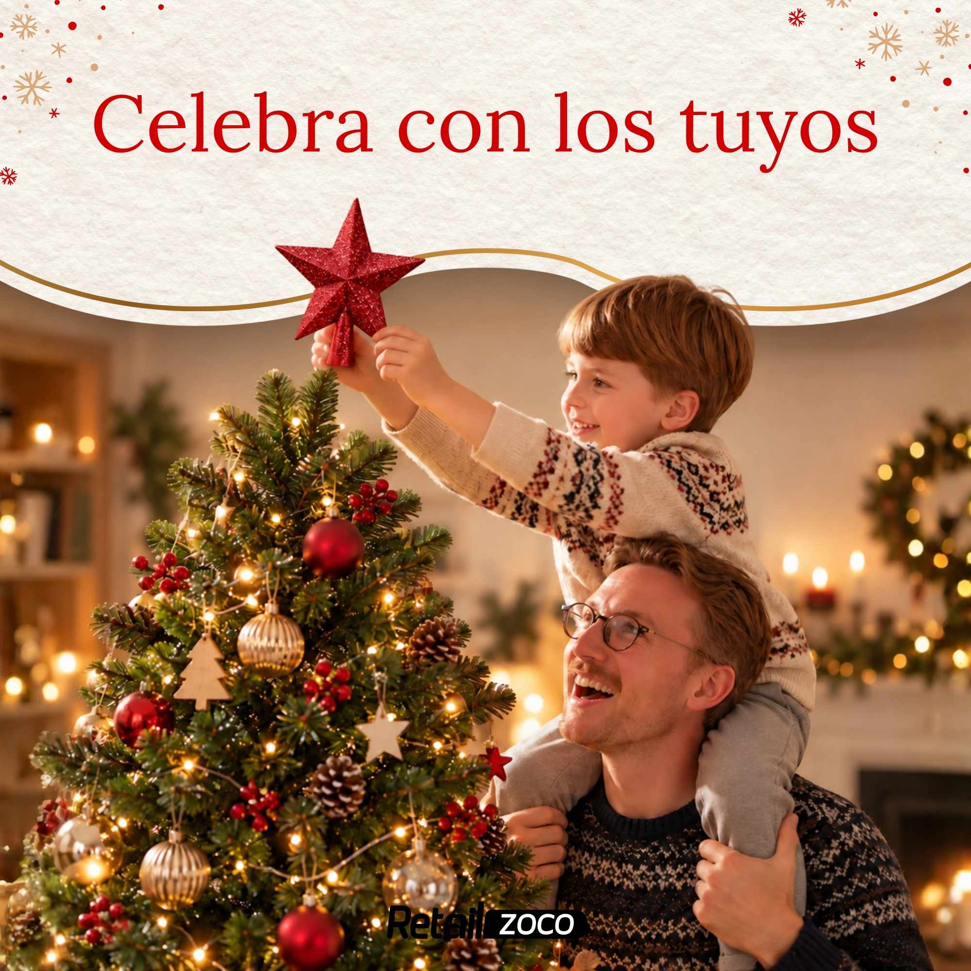 Estrella de Navidad Punta de Árbol 19 cm Rojo con purpurina - imagen 5