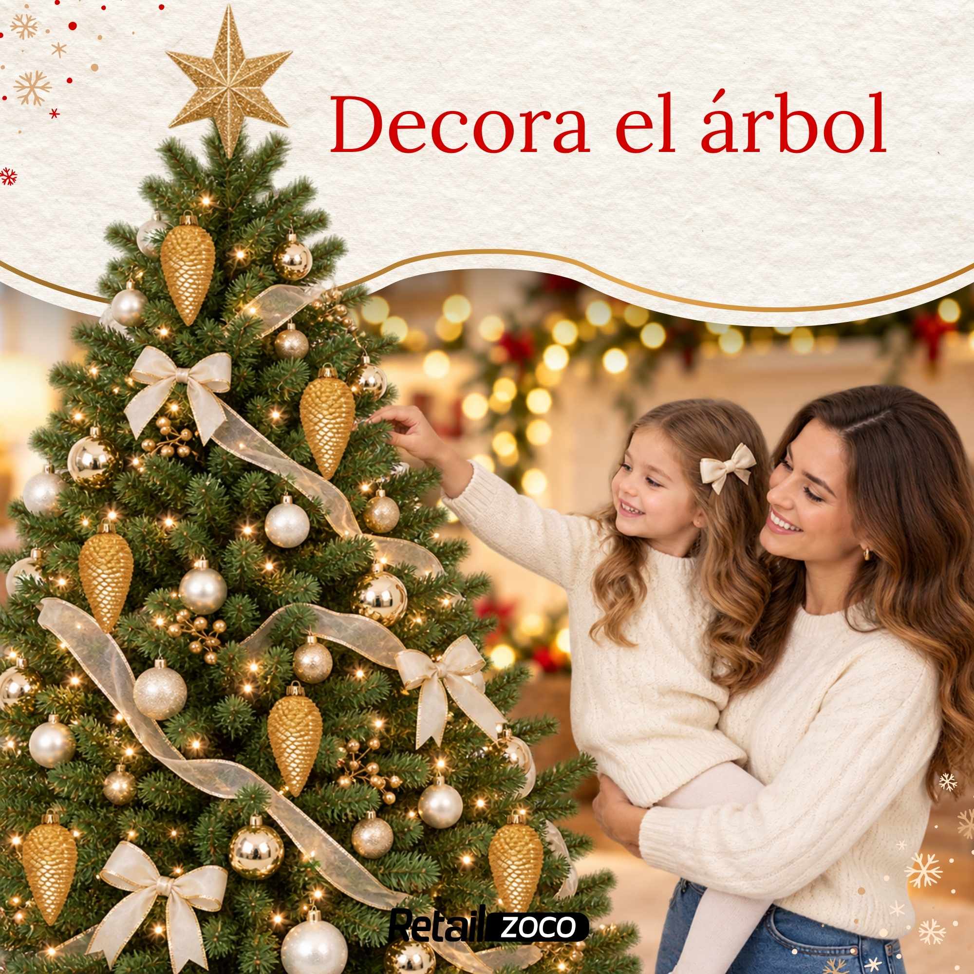 Pack 6 Piñas decorativas arbol de navidad doradas - imagen 3
