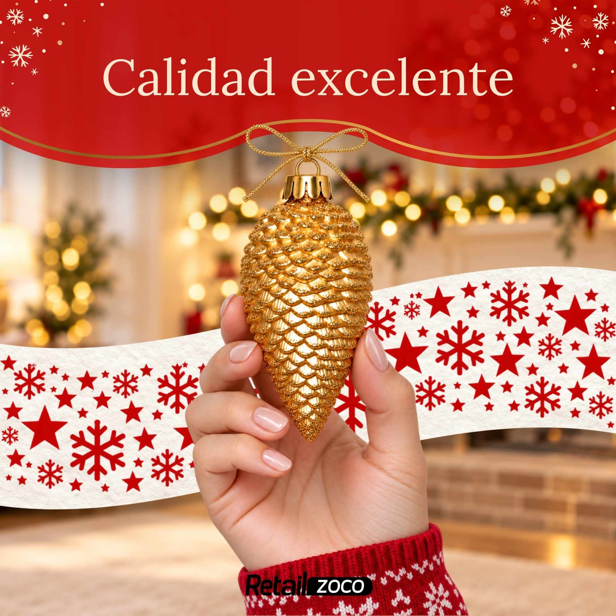 Pack 6 Piñas decorativas arbol de navidad doradas - imagen 6