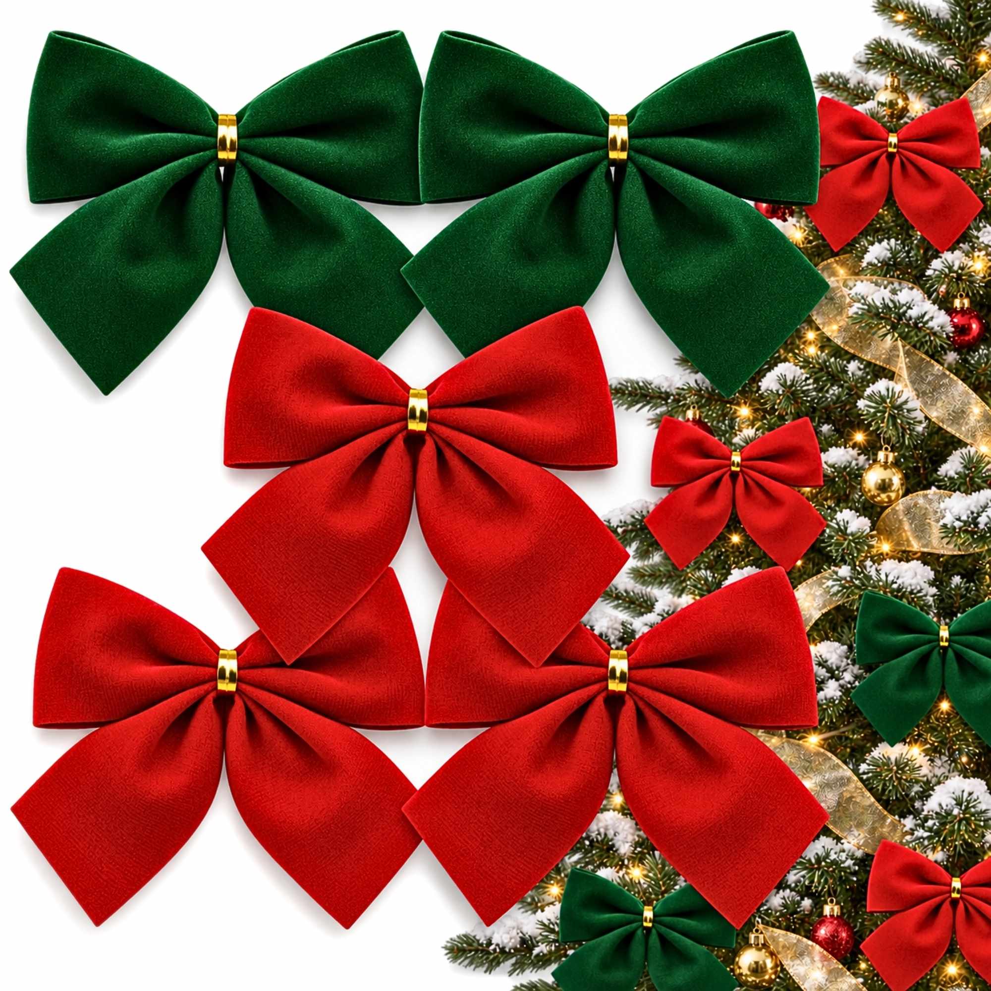 Lazos para Arbol Navidad rojo y verde - imagen 1