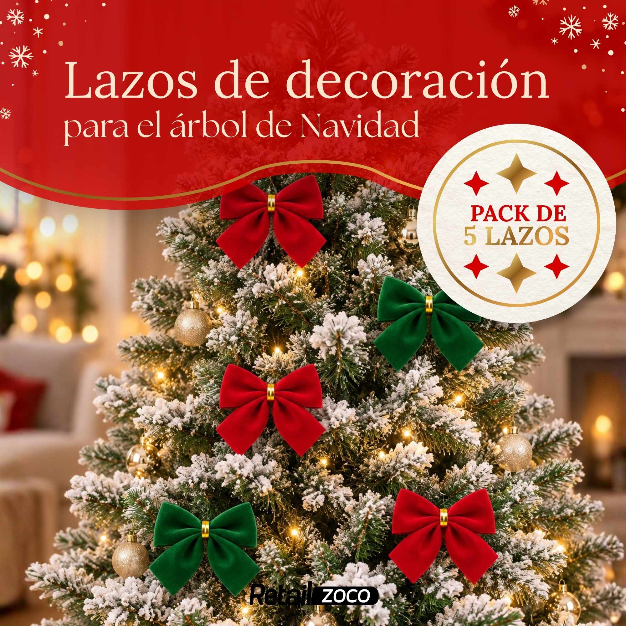 Lazos para Arbol Navidad rojo y verde - imagen 2