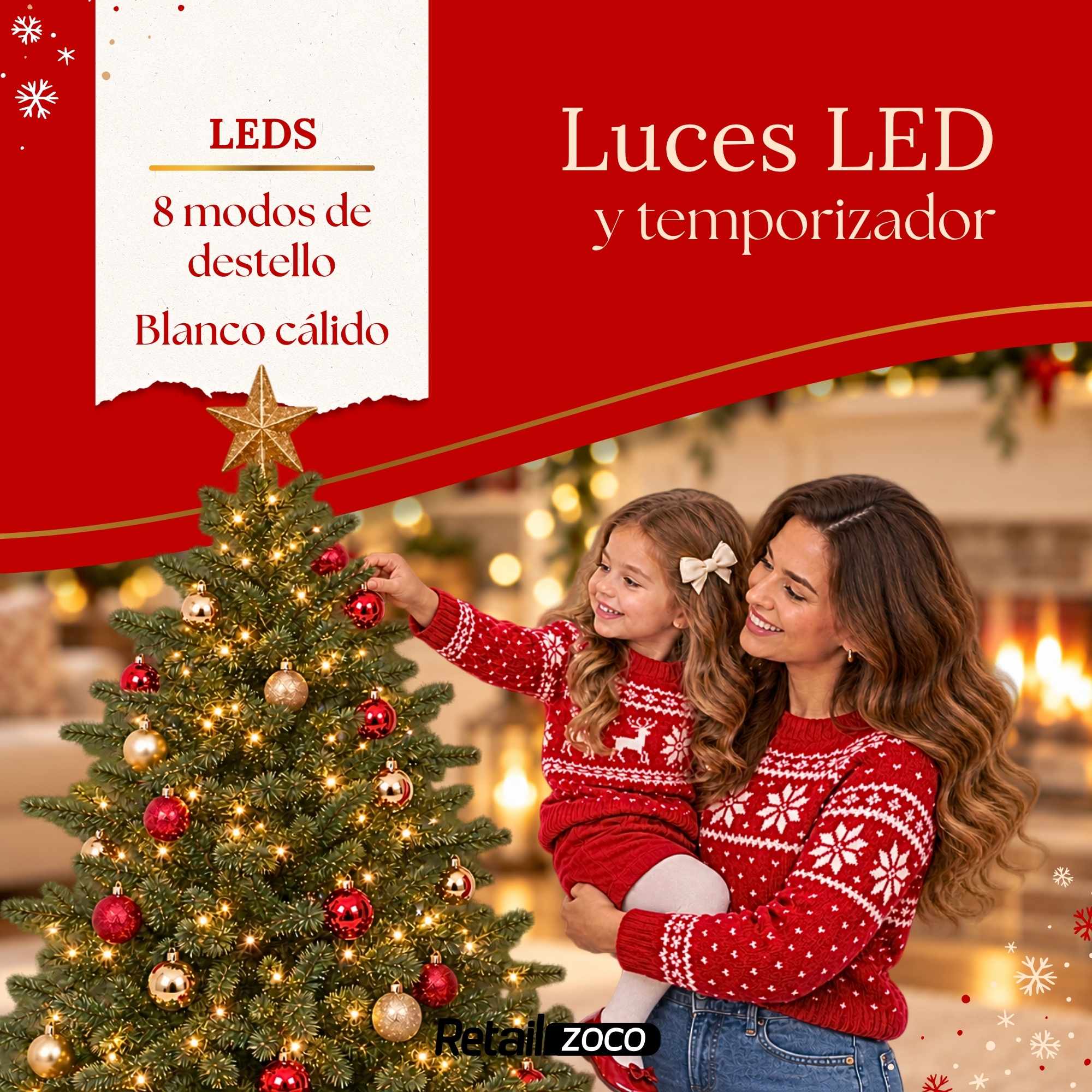 Arbol de navidad iluminado 150 cm de 1038 puntas - imagen 3