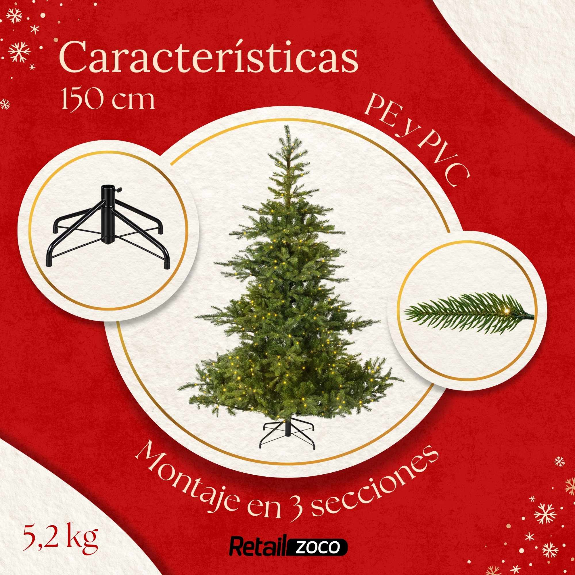 Arbol de navidad iluminado 150 cm de 1038 puntas - imagen 4