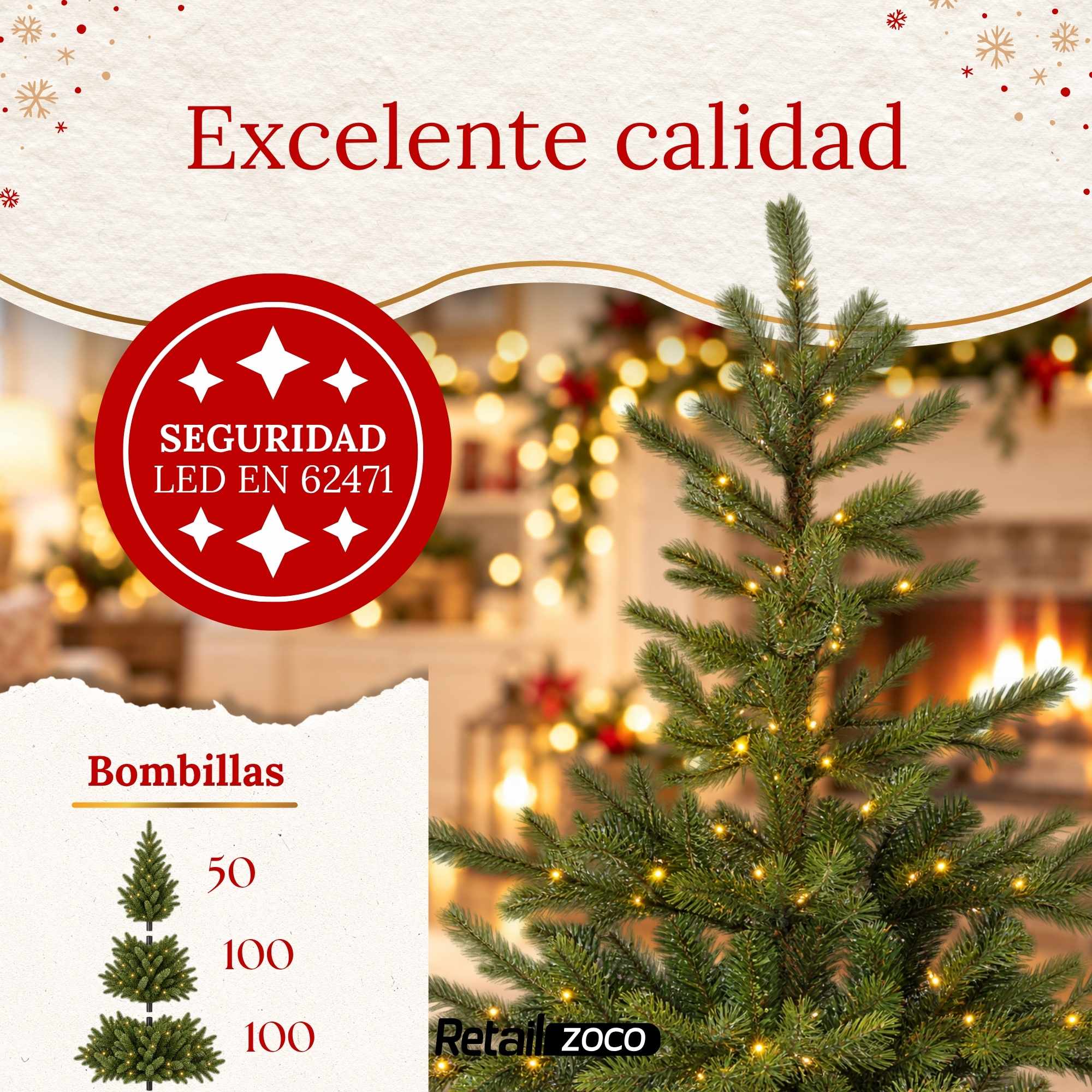 Arbol de navidad iluminado 150 cm de 1038 puntas - imagen 6