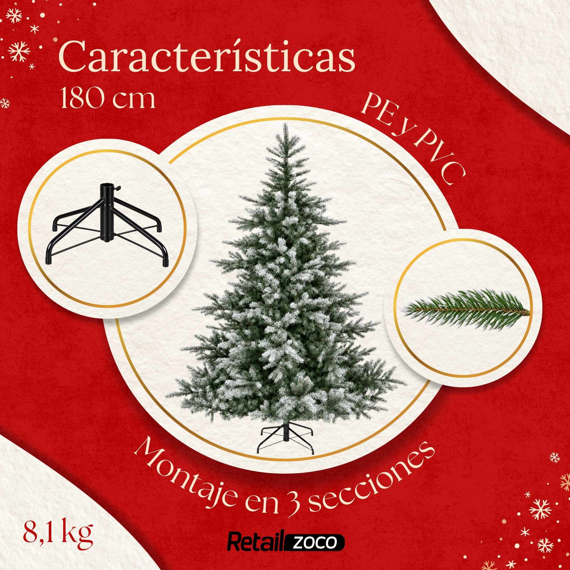Arbol de navidad nevado 180 cm de 1564 puntas - imagen 4