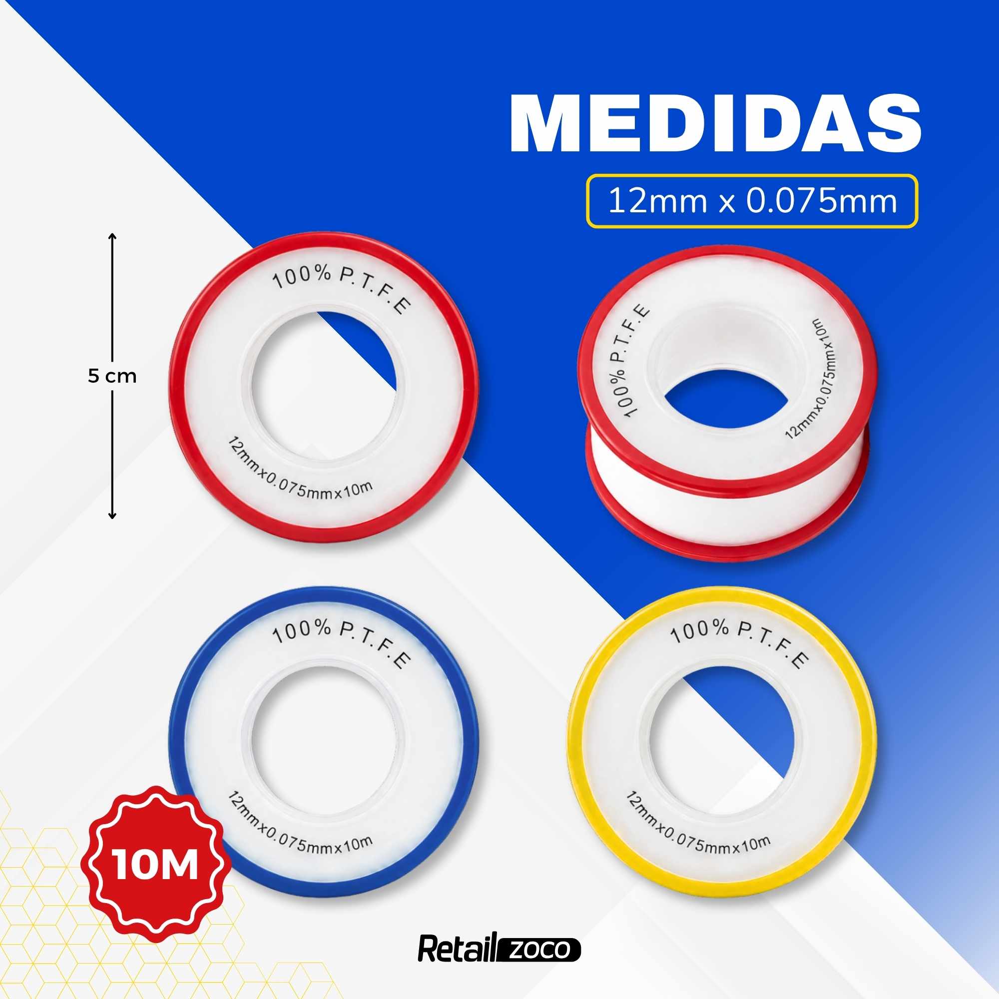 Pack 3 Cinta teflón Profesional De 10 metros x 12 mm - imagen 3