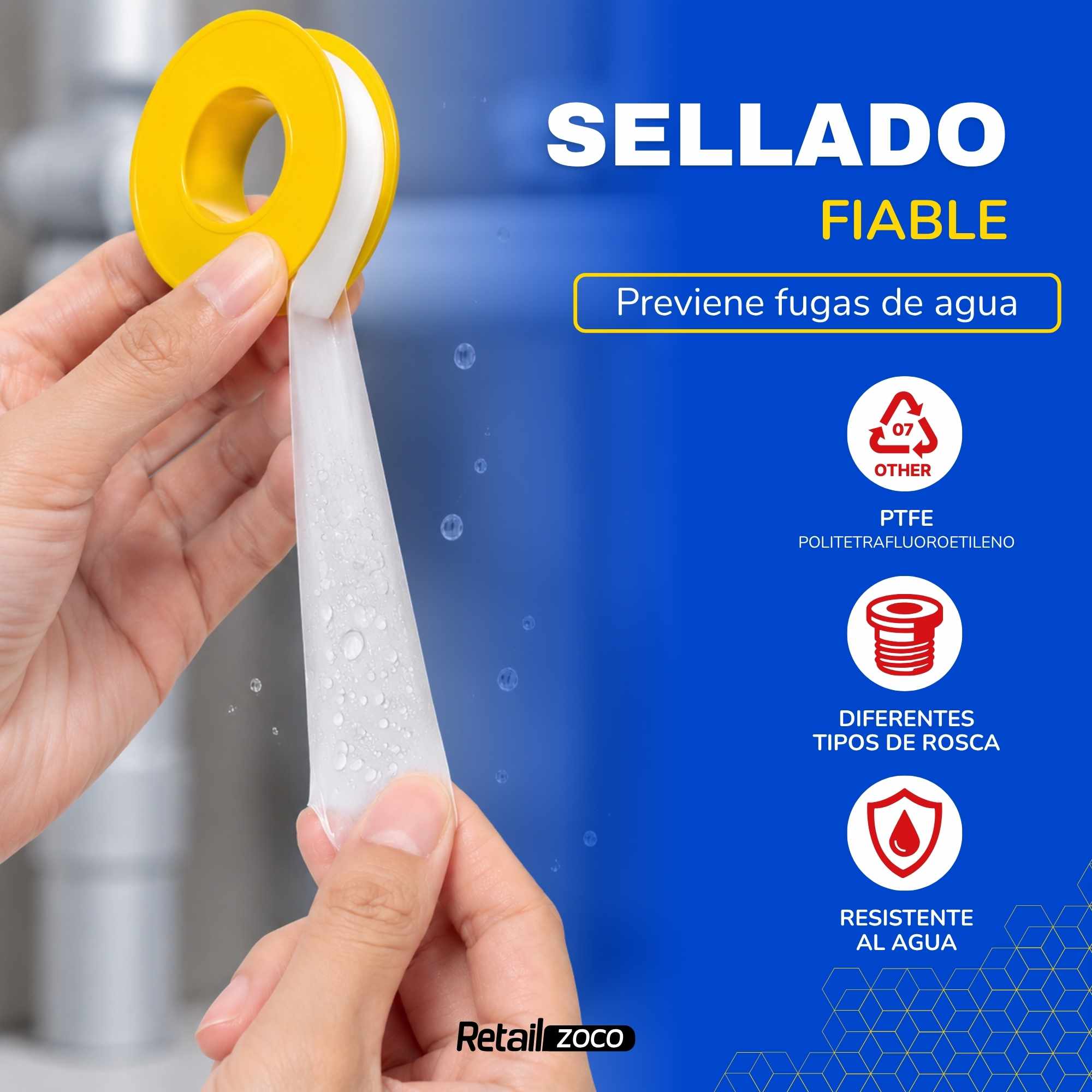 Pack 3 Cinta teflón Profesional De 10 metros x 12 mm - imagen 4