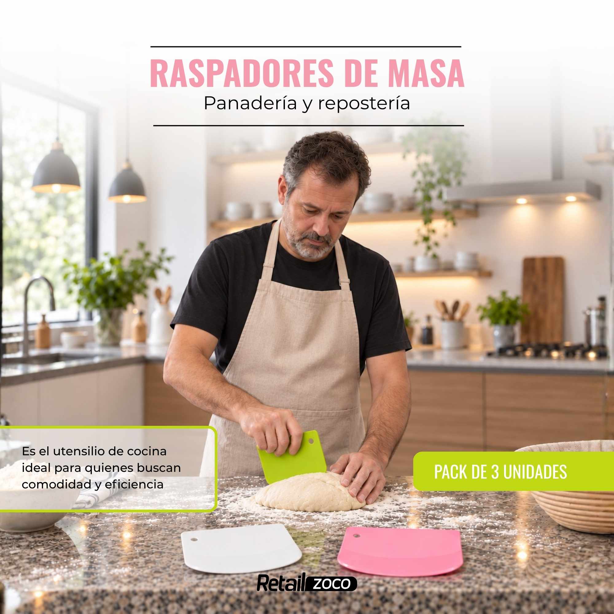 Raspador de Masa de Plástico 3 unidades Multicolor - imagen 2