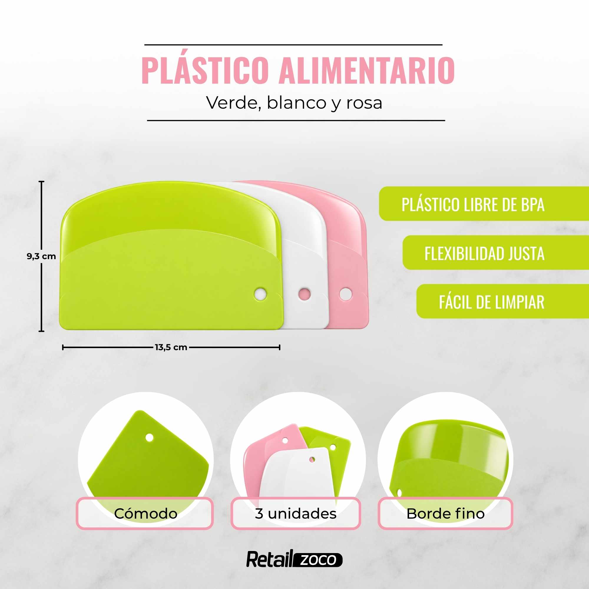 Raspador de Masa de Plástico 3 unidades Multicolor - imagen 4